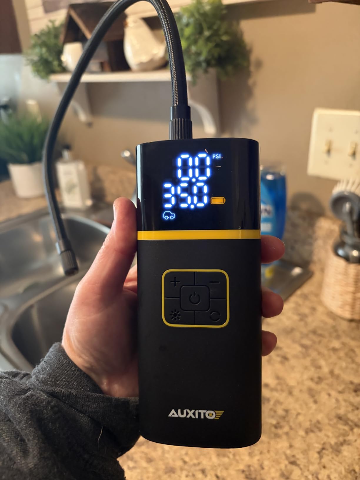 AUXITO AT1 150PSI Heavy Duty Tire Inflator Portable Air Compressor for Pickup Truck - Built in 26000mAh Power Station & 65W Fast Charging - Emergency Tire Air Pump for F-150, Off-Road, RV Camping customer photo 2