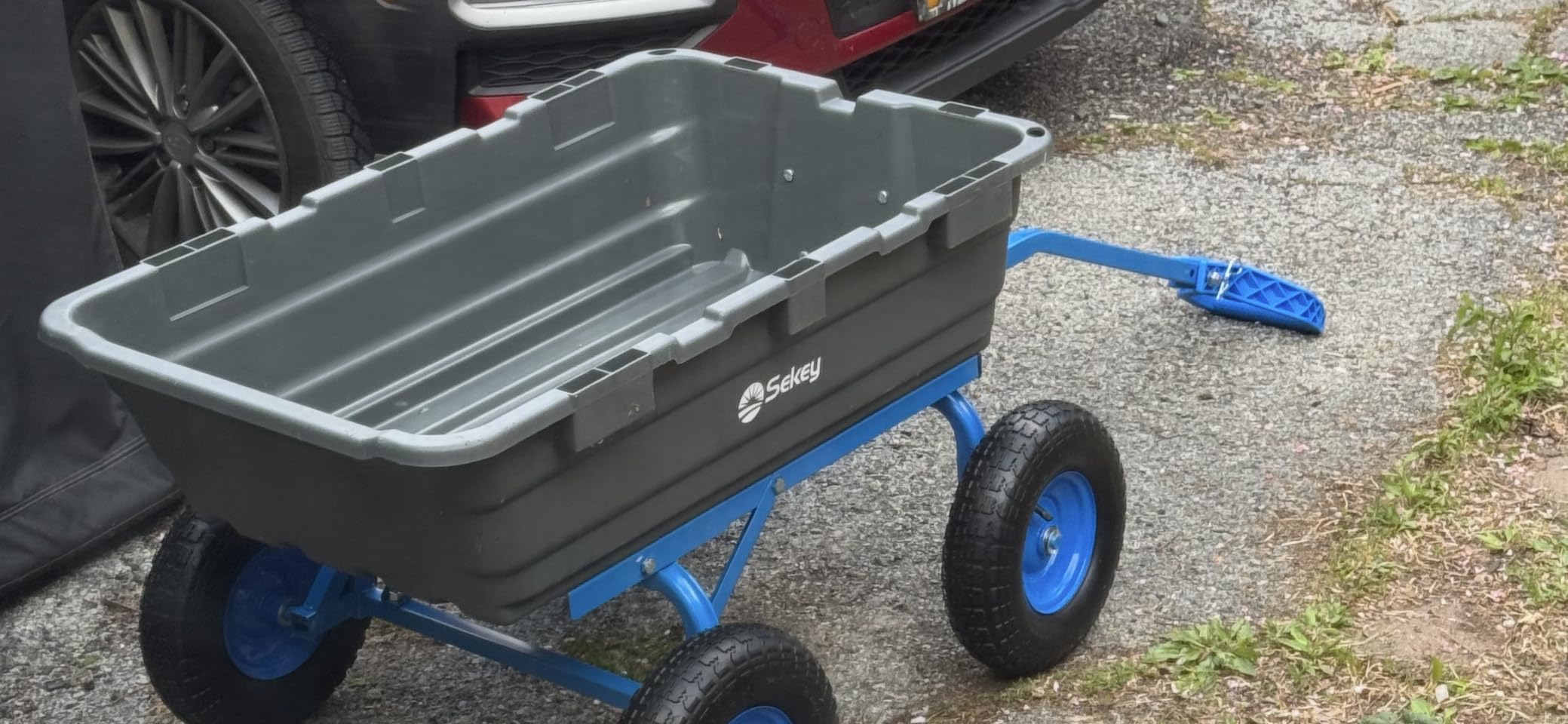 Sekey 1400lbs Garden Dump Cart for Lawn & Landscaping, Towable Utility Wagon with Quick-Release Dumping, 10