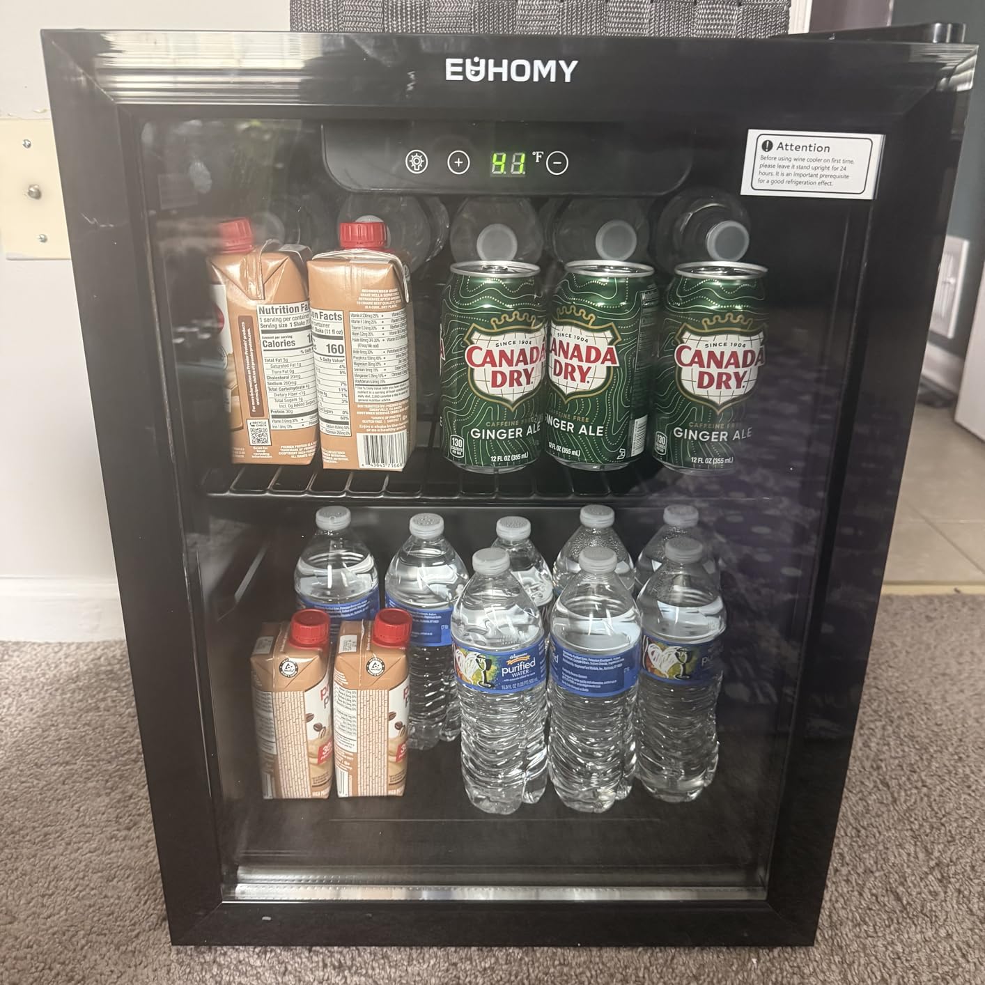 EUHOMY Mini Fridge 130 Can Beverage Refrigerator Cooler Glass Door for Soda Wine Beer, Beverage Cooler for Home, Bar, Office with Digital Temperature Control Removable Shelves, 3.2 Cu.Ft, Silver customer photo 1