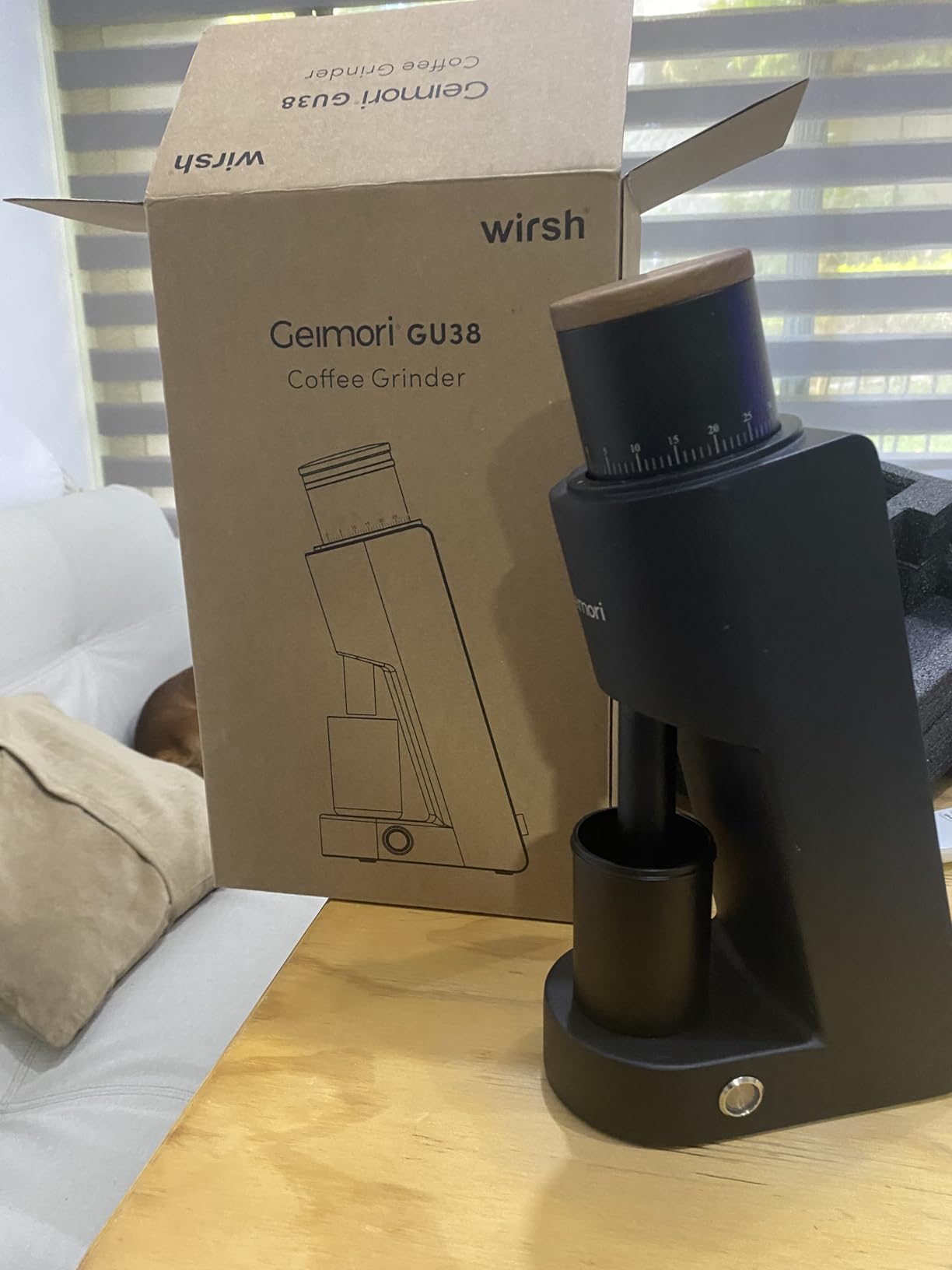 Single Dose Coffee Grinder, Wirsh Geimori GU38 Coffee Grinder with 38mm 6-Core Stainless Steel Conical Burr, 0.01mm Stepless Adjustment, Low Retention Espresso Grinder with Magnetic Dosing Cup, Black customer photo 1