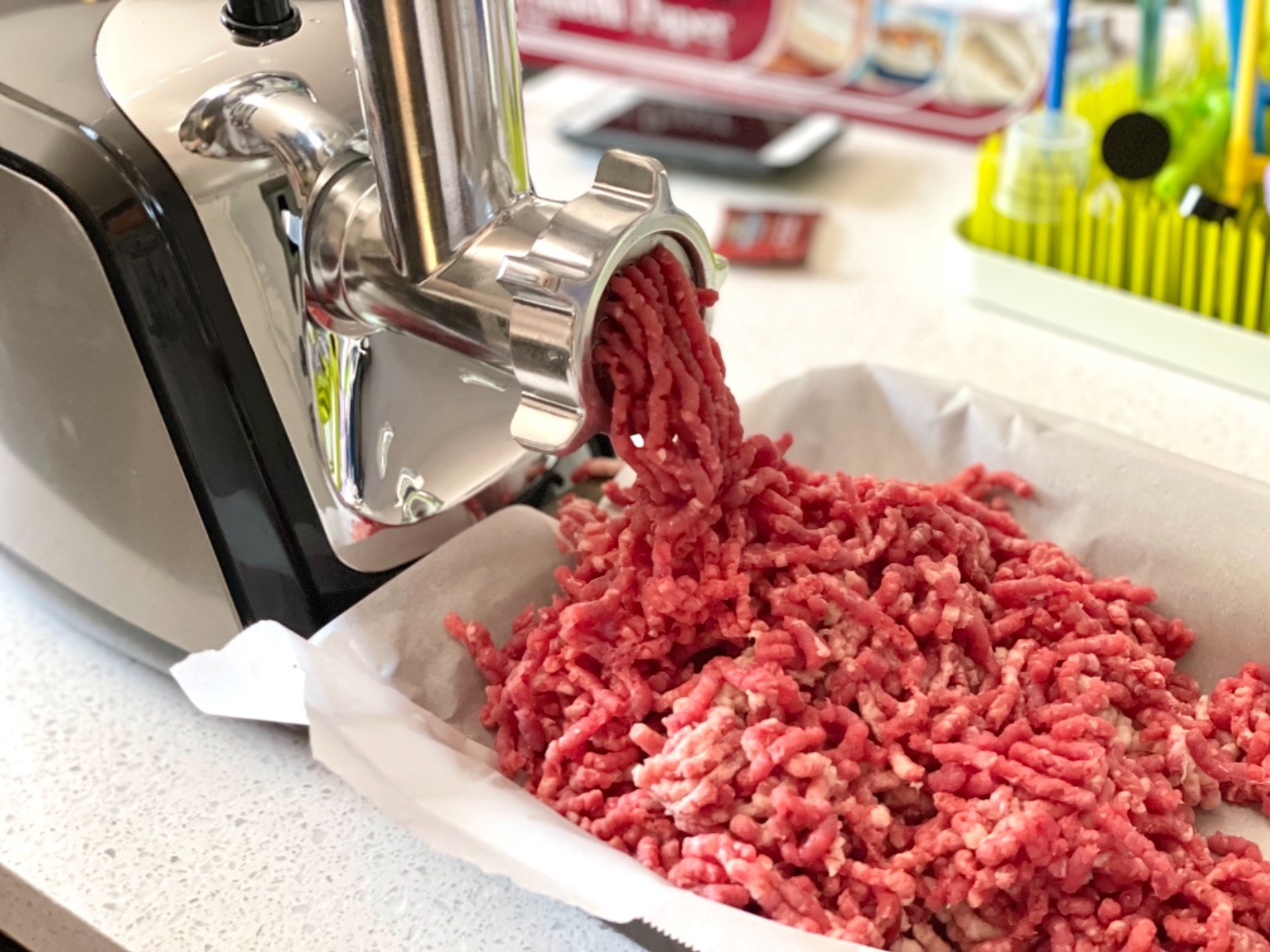Meat Grinder Electric 3000W Max with 60dB Quiet DC Motor, Auto-Reverse & Storable Food Pusher - 3 Speed Settings, Grinding, Sausage & Kibbe Making for Home Use customer photo 2