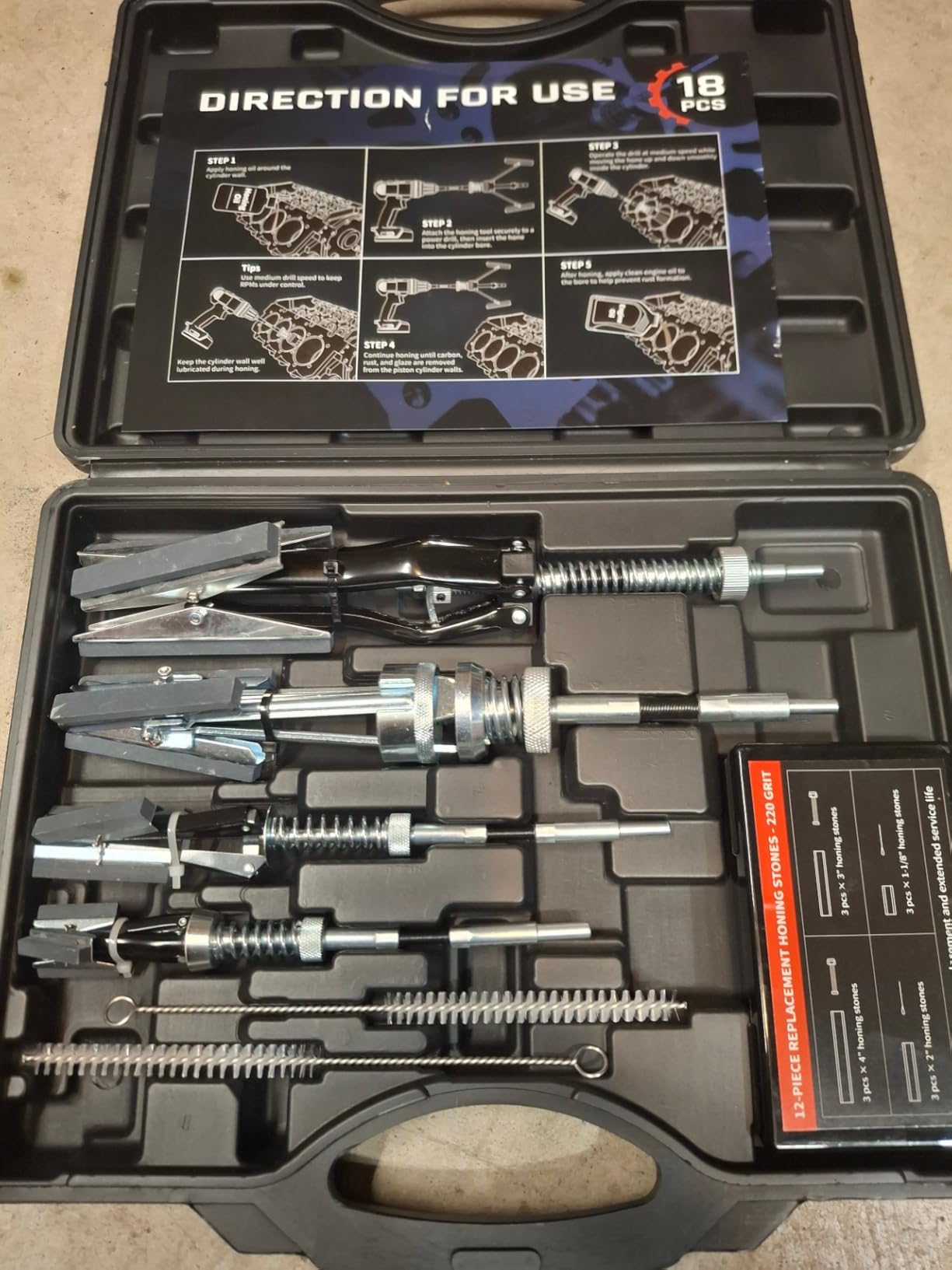 Kolvoii Cylinder Hone Tool Set, Adjustable Engine Cylinder Honing Tool for 1