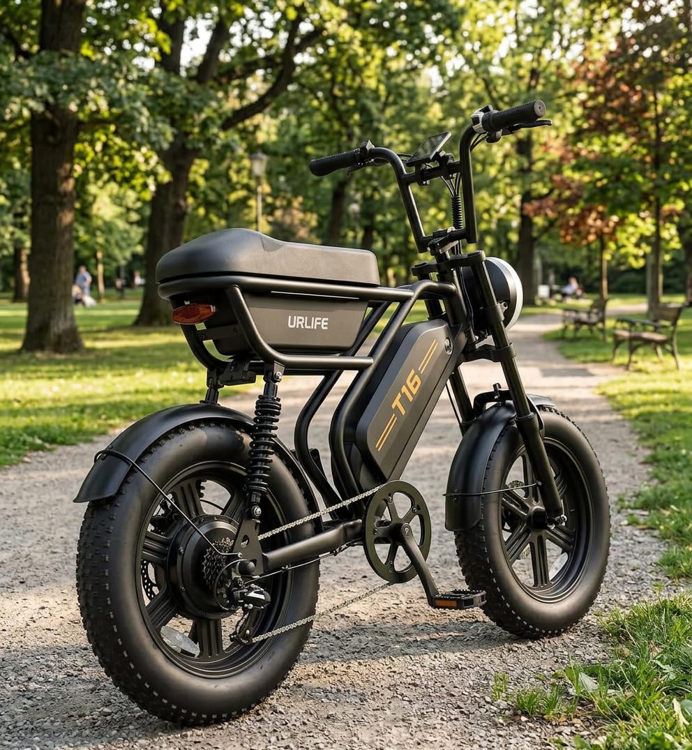 URLIFE Electric Bike for Adults/Teens, Electric Dirt Bike with Storage Box, 48V 13AH Removable Battery, 16