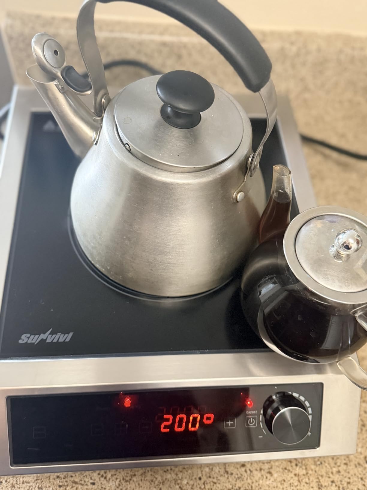 Sunvivi Portable Induction Cooktop: 2 Burners in 1, Commercial-Grade Electric Countertop Stove with LED Touchscreen, 8 Power Levels & Precise Temp Control (176°F-518°F), Independent Timer, Black customer photo 2
