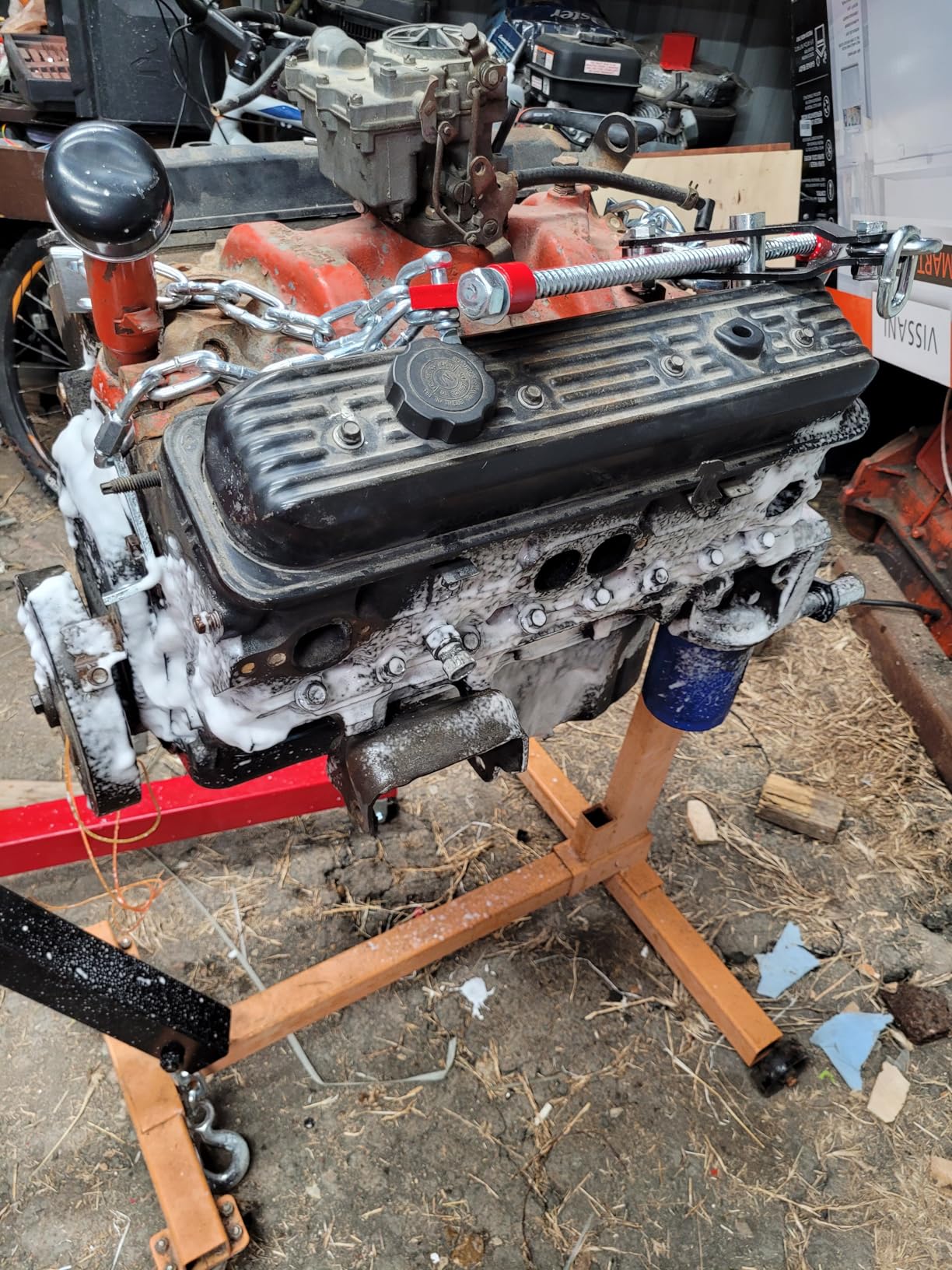 GarveeTech Engine Hoist with Lever, 2 T 4000 Lbs Heavy Duty Folding Cherry Picker Engine Lift Hydraulic Tilting Engine Shop Crane with 6 Iron Caster Wheels Telescopic Boom Hitch, Black customer photo 2