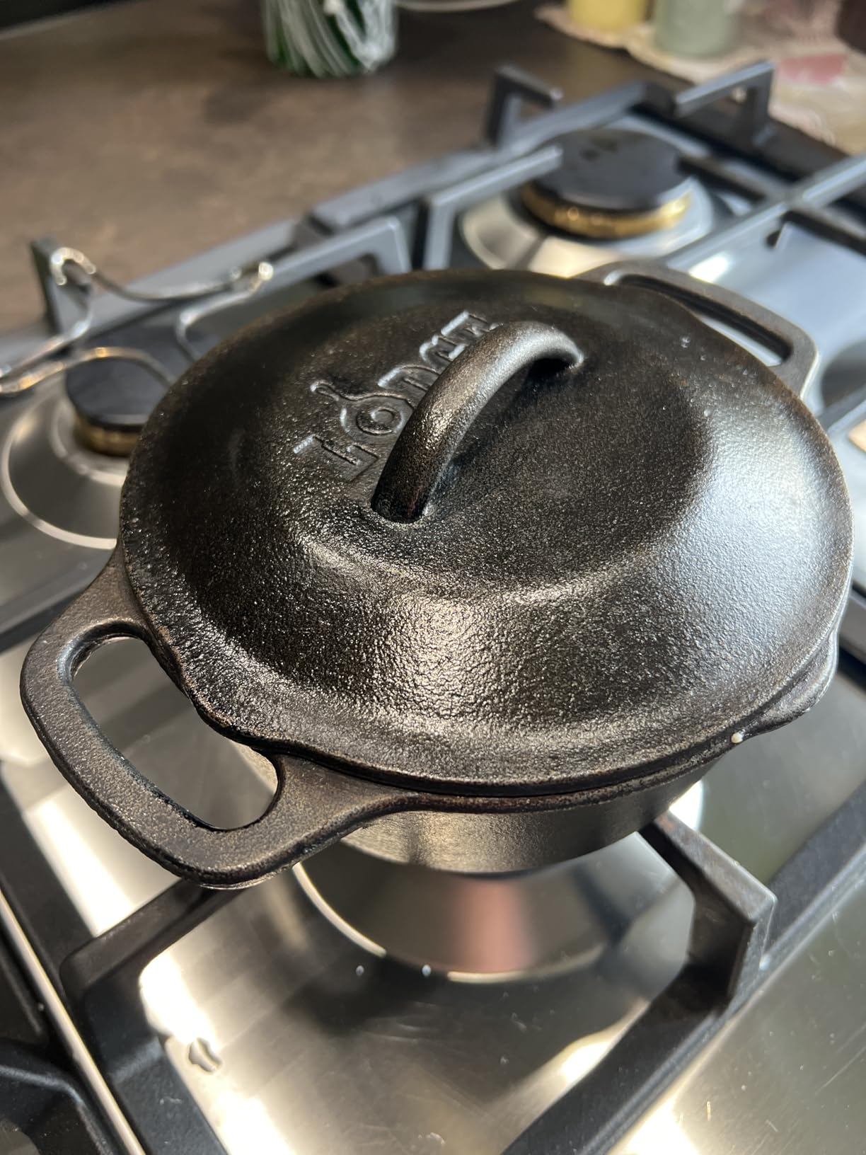 Lodge Cast Iron Dutch Oven 5 Quart - Loop Handle Cooking Vessel - Even Heat Retention - Oven-Safe, Versatile Pot customer photo 2