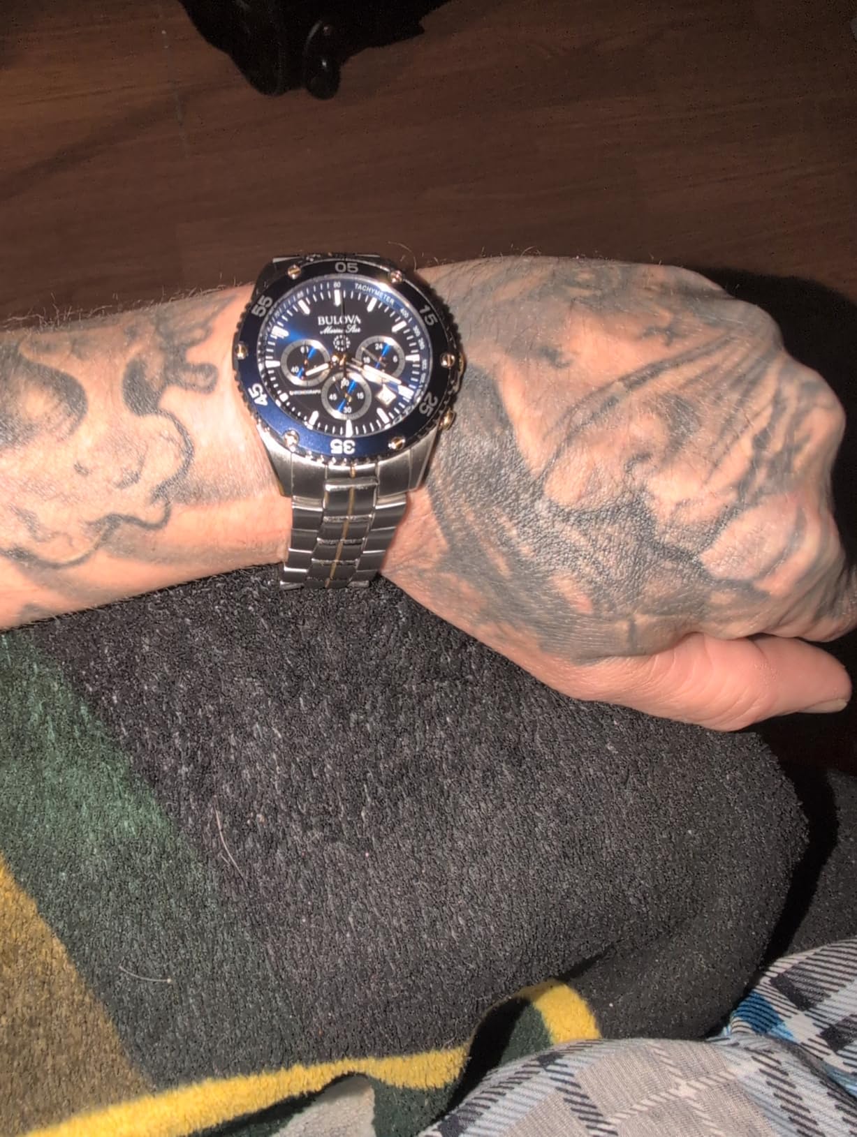 Bulova Men's Marine Star Two-Tone Stainless Steel Chronograph Quartz Watch, Blue Dial customer photo 1