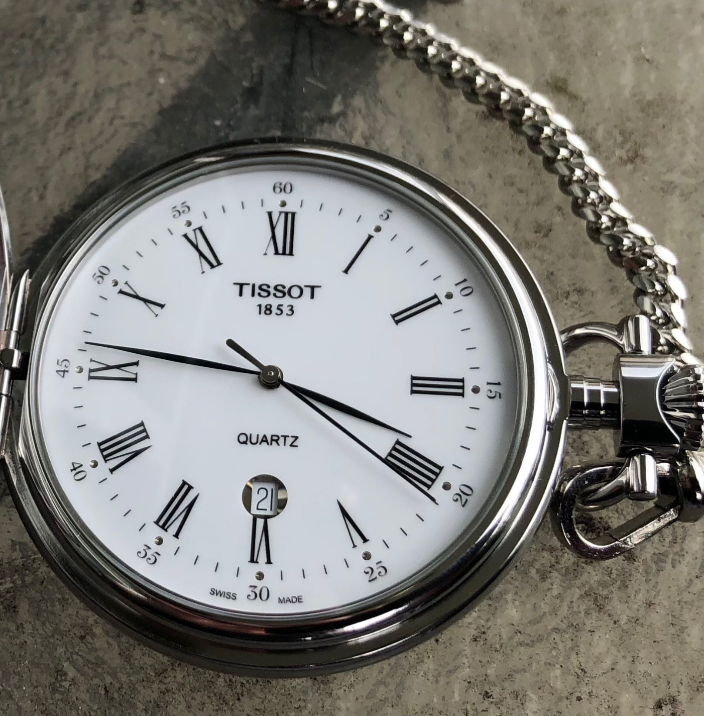 Tissot Unisex-Adult Savonnettes Quartz Stainless Steel Specialities Silver Pocket Watch T83655313 customer photo 1