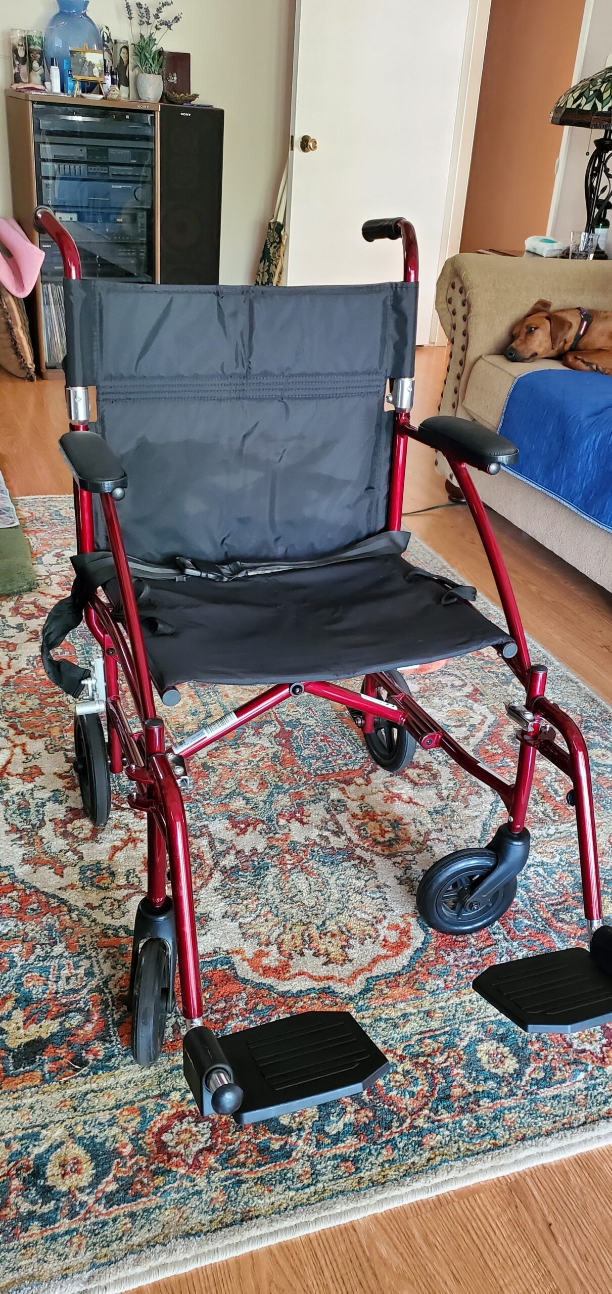 Drive Medical DFL19-BLK Fly-Lite Lightweight Folding Transport Wheelchair with Swing-Away Footrests, Black customer photo 2