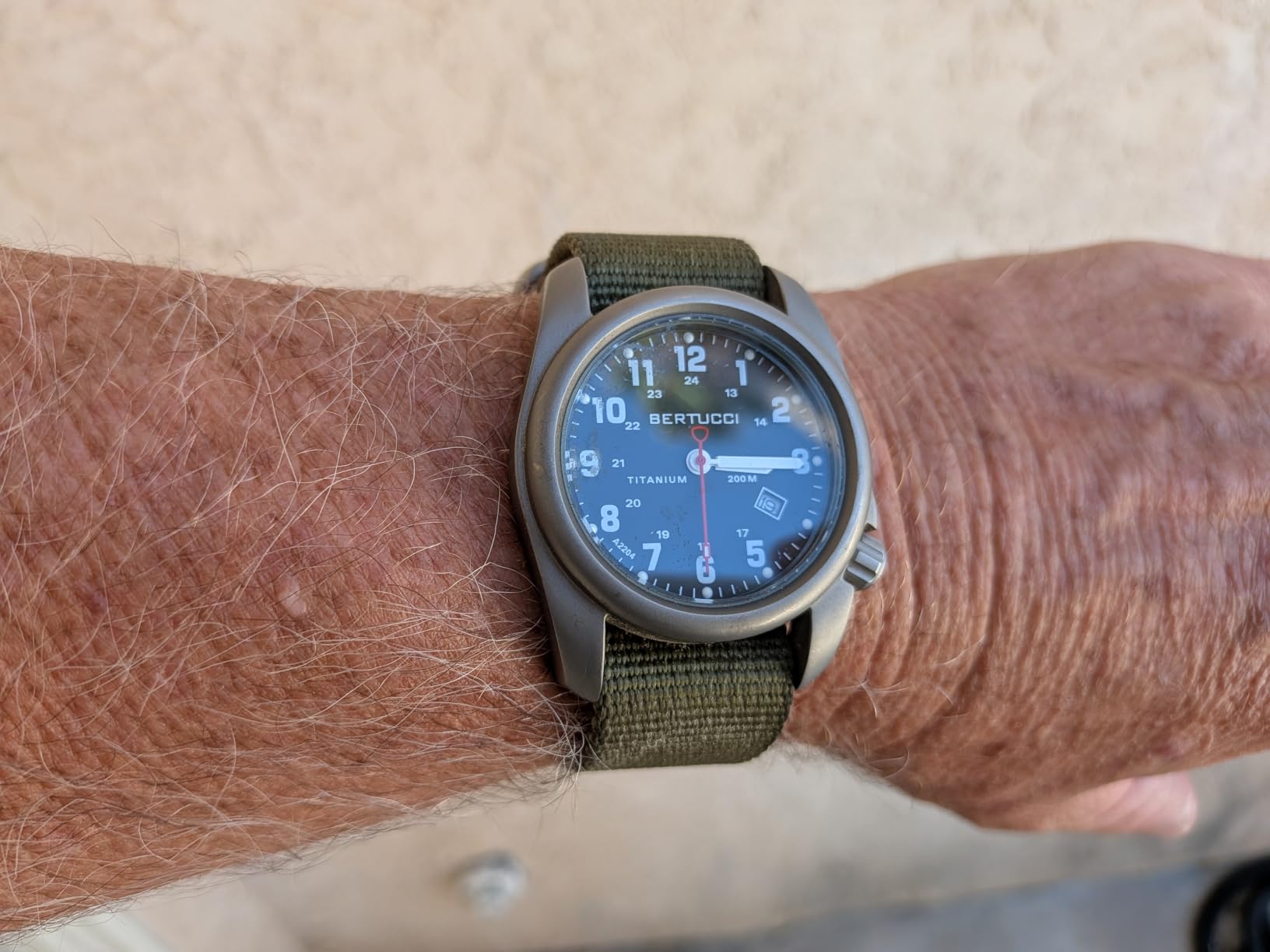 BERTUCCI A-2T Men's Watch - Titanium - Olive Nylon Strap - Black Dial - 12122 customer photo 2