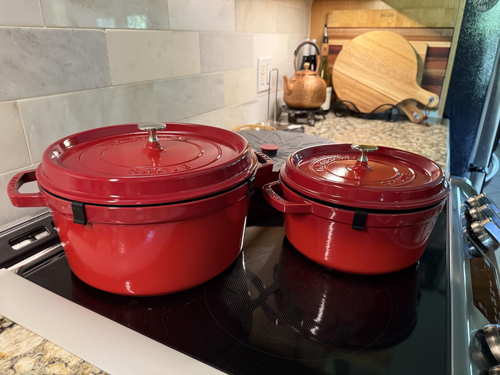 Staub Cast Iron Round Cocotte, Dutch Oven, 4-quart, Cherry, Made in France customer photo 1