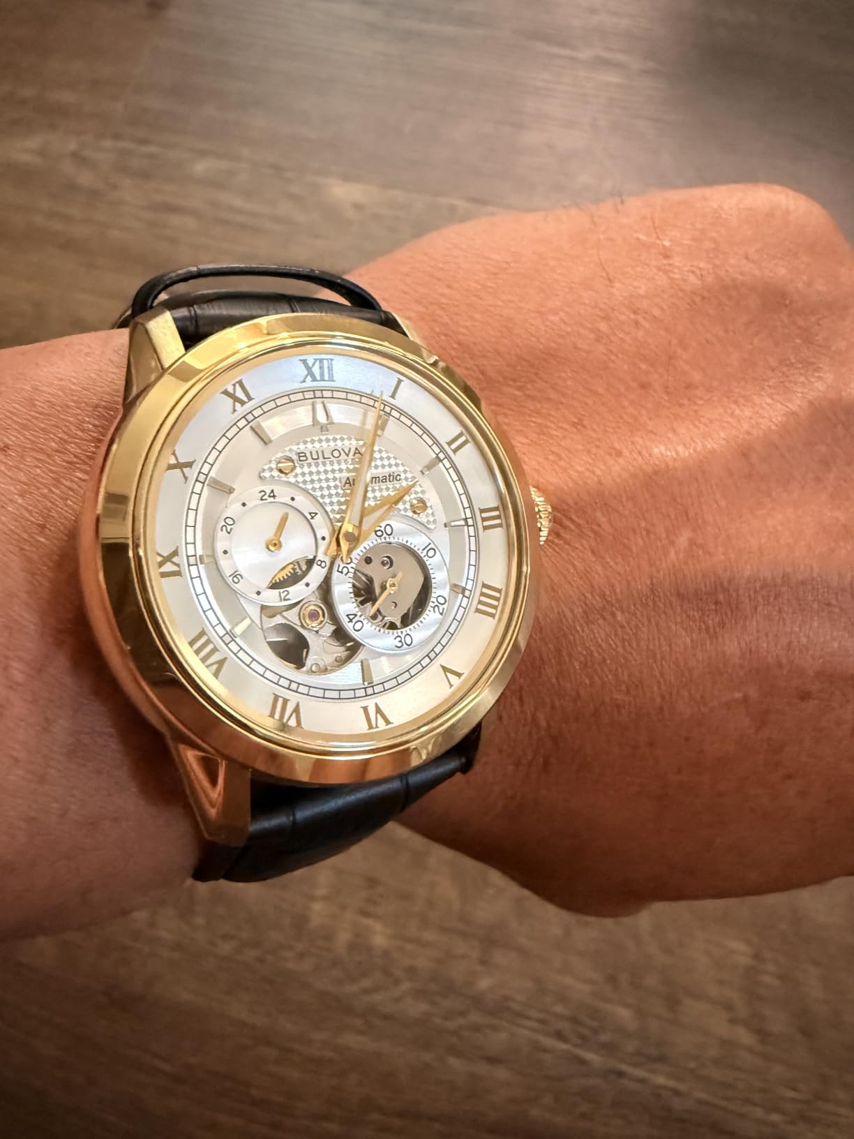 Men's Classic Sutton 4-Hand Automatic Watch, 24-Hour Sub Dial, Open Aperture, Self-Winding, Exhibition Caseback, Double Curved Mineral Crystal, Luminous Hands, 42mm customer photo 1