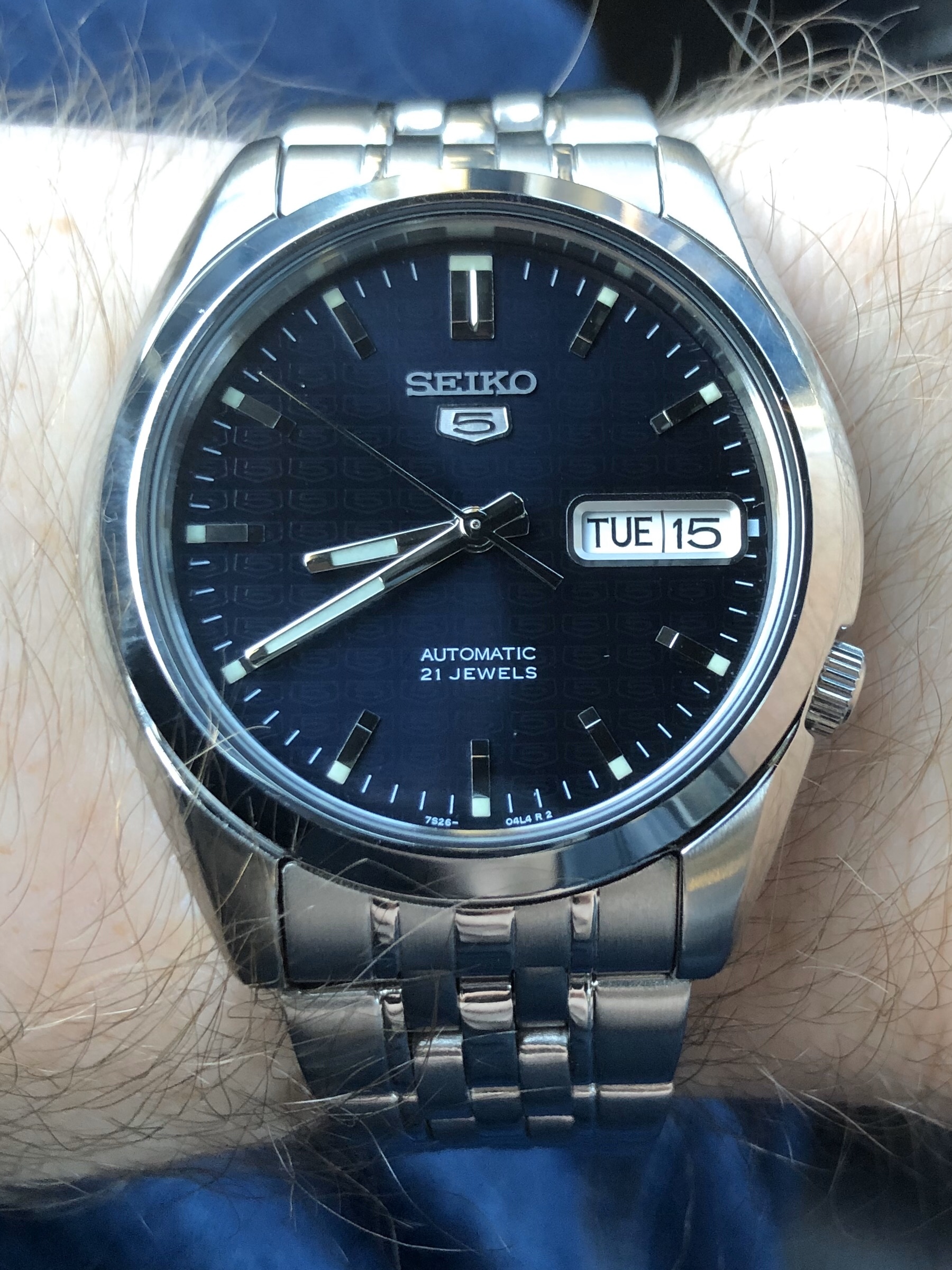 Automatic Watch for Men 5-7S Collection - with Day/Date Calendar, Luminous Hands, Stainless Steel Case & Bracelet customer photo 1
