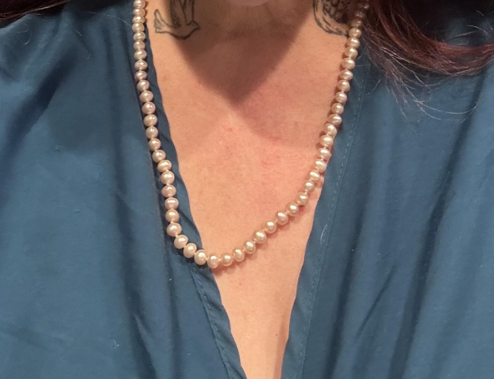 Belacqua Natural Cultured Freshwater Real Pearl Strand Necklace in Sterling Silver, White or Pink 5.5-9.5mm AAA Quality Round Pearls, 16 to 36 Inches Length, Fishhook Clasp, Jewelry for Women, Gift Box Included customer photo 1