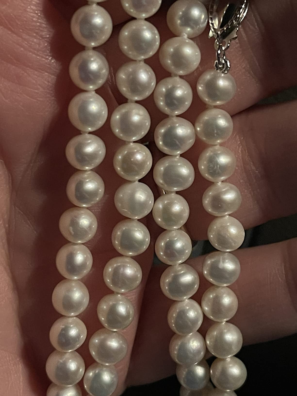 Belacqua Natural Cultured Freshwater Real Pearl Strand Necklace in Sterling Silver, White or Pink 5.5-9.5mm AAA Quality Round Pearls, 16 to 36 Inches Length, Fishhook Clasp, Jewelry for Women, Gift Box Included customer photo 2