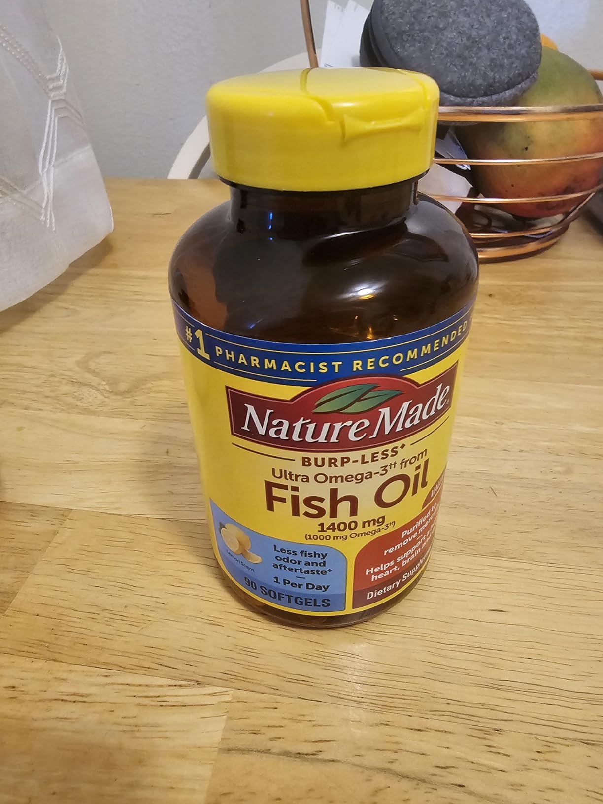 Nature Made Burp Less Ultra Omega 3 Fish Oil Supplements, 1400mg Fish Oil Omega 3 as Ethyl Esters for Healthy Heart Brain Eyes Support, 90 Softgels customer photo 1