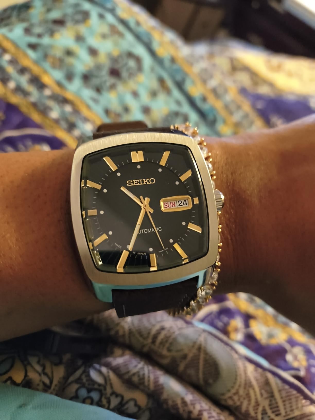 SEIKO Automatic Watch for Men - Recraft Series - Brown Leather Strap, Day/Date Calendar, 50m Water Resistant customer photo 1