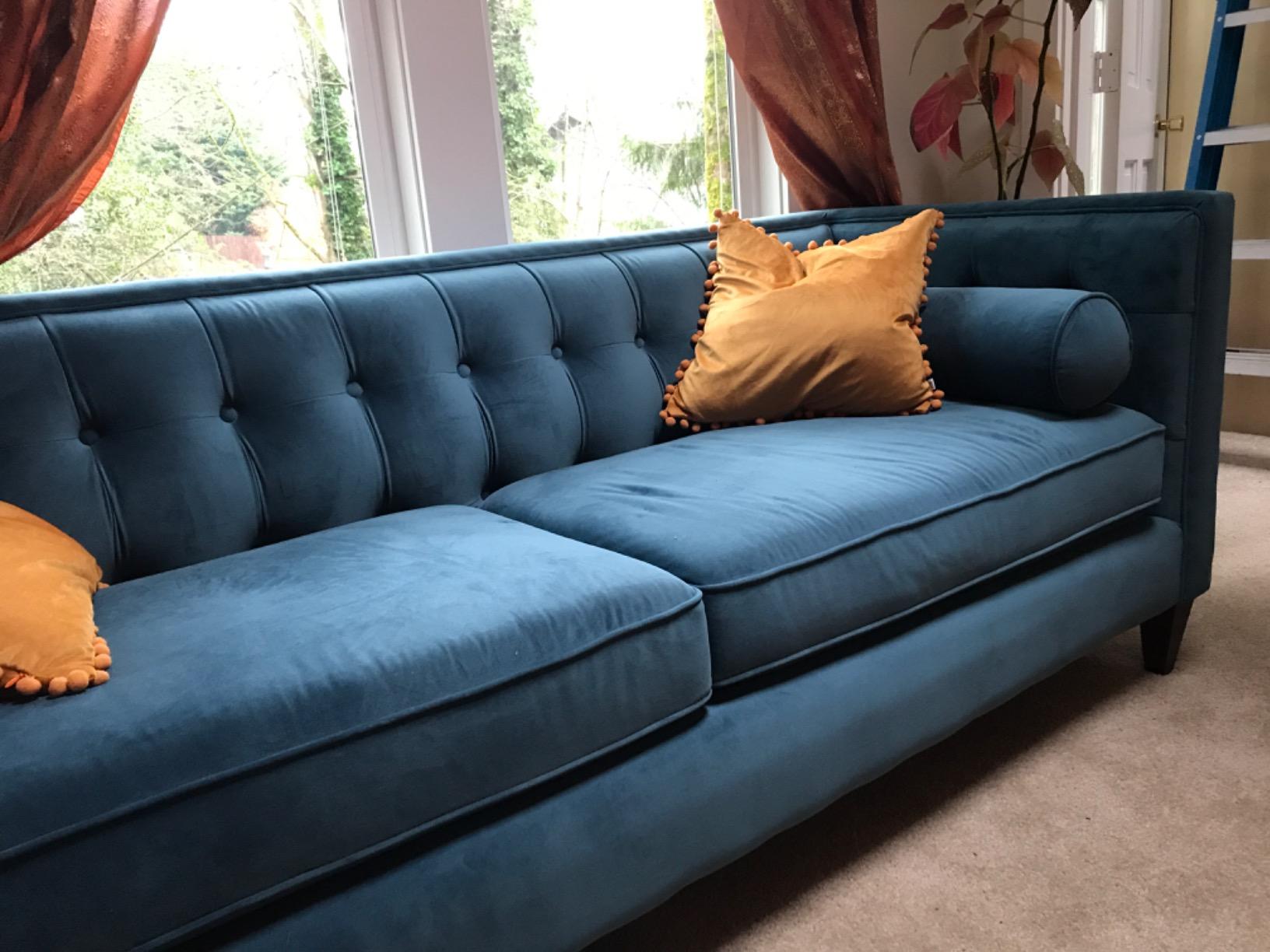 Jennifer Taylor Home Jack 84 Modern Tuxedo Tufted Sofa, Navy Blue Velvet customer photo 2