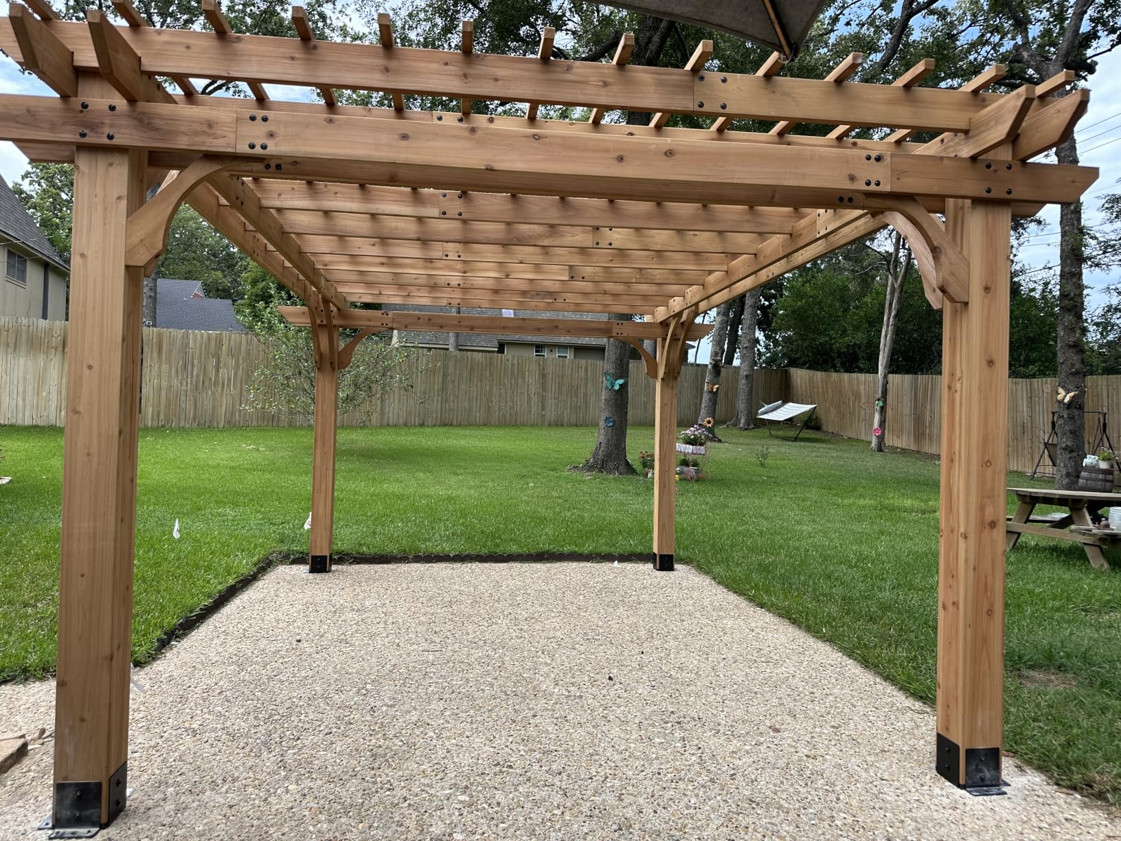 Backyard Discovery Beaumont 12' x 10' Traditional Cedar Wood Pergola Kit with Trellis Roof, All-Season Durability, High-Wind Rating, PowerPort, Shade for Outdoor Patio, Deck, Garden, and Entertaining customer photo 1