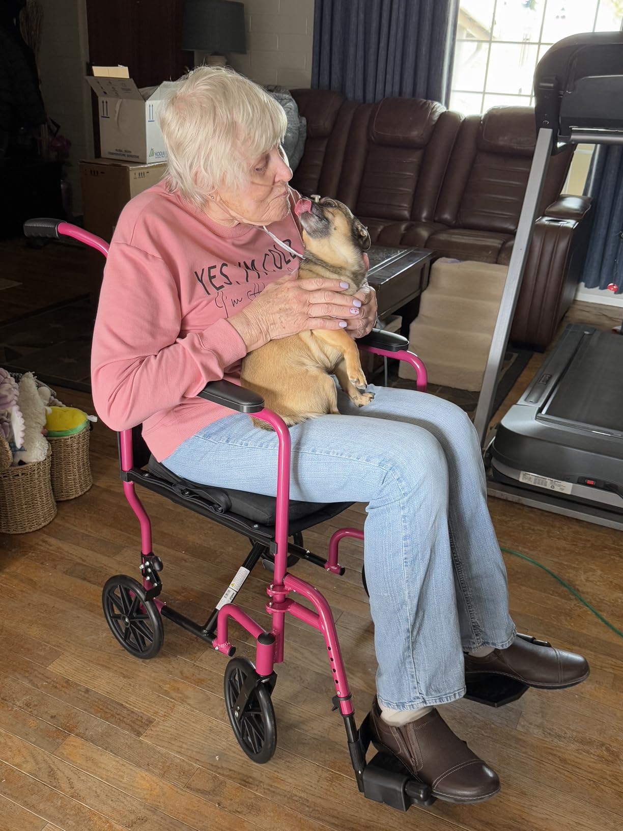 ProBasics Transport Wheelchair Lightweight Foldable with 19 inch Seat - Folding Transport Chair with Foot Rests customer photo 1