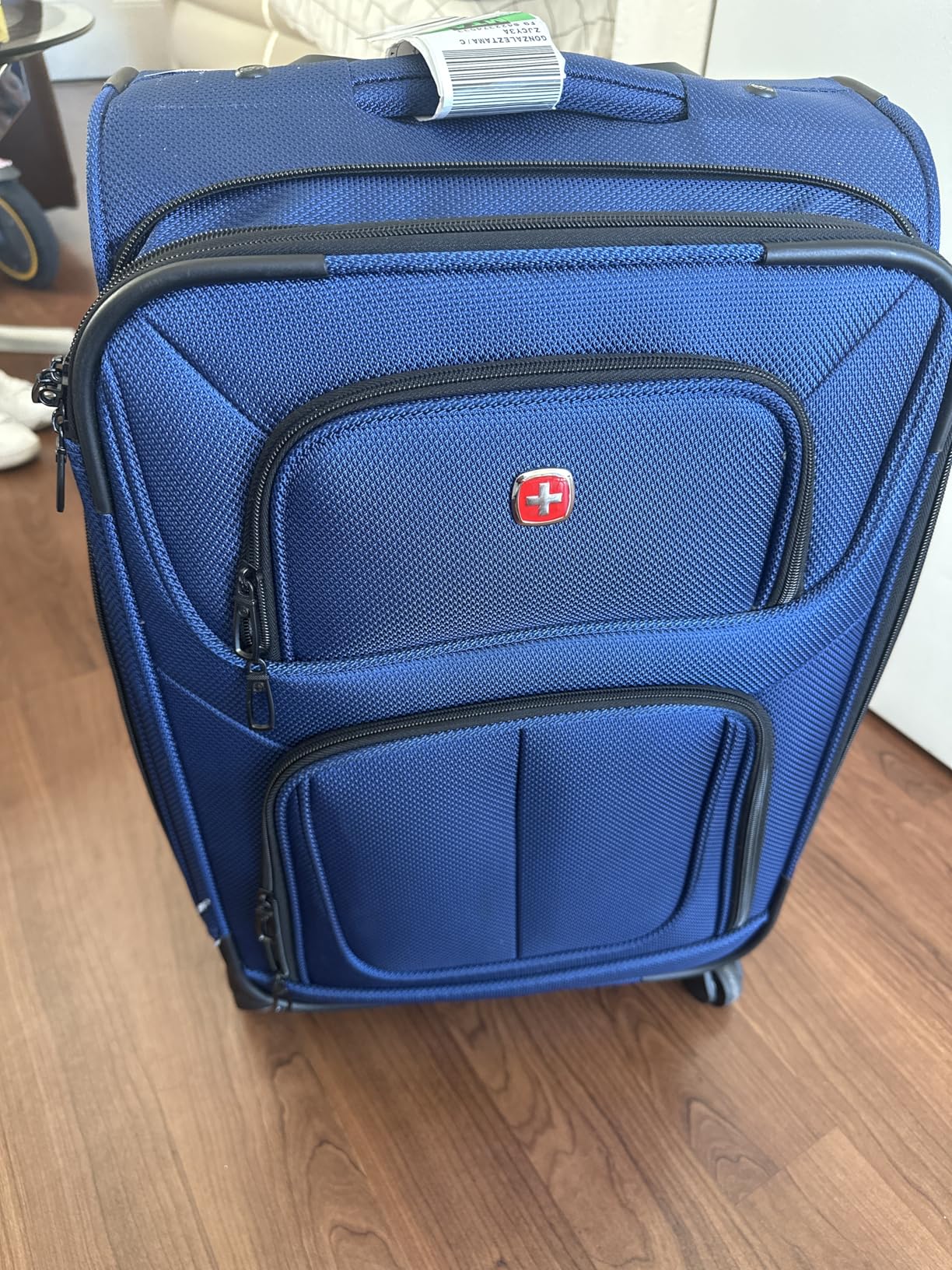 Sion Softside Expandable Spinner Luggage Durable Lightweight Travel Suitcase, Dark Grey, Checked-Large customer photo 2