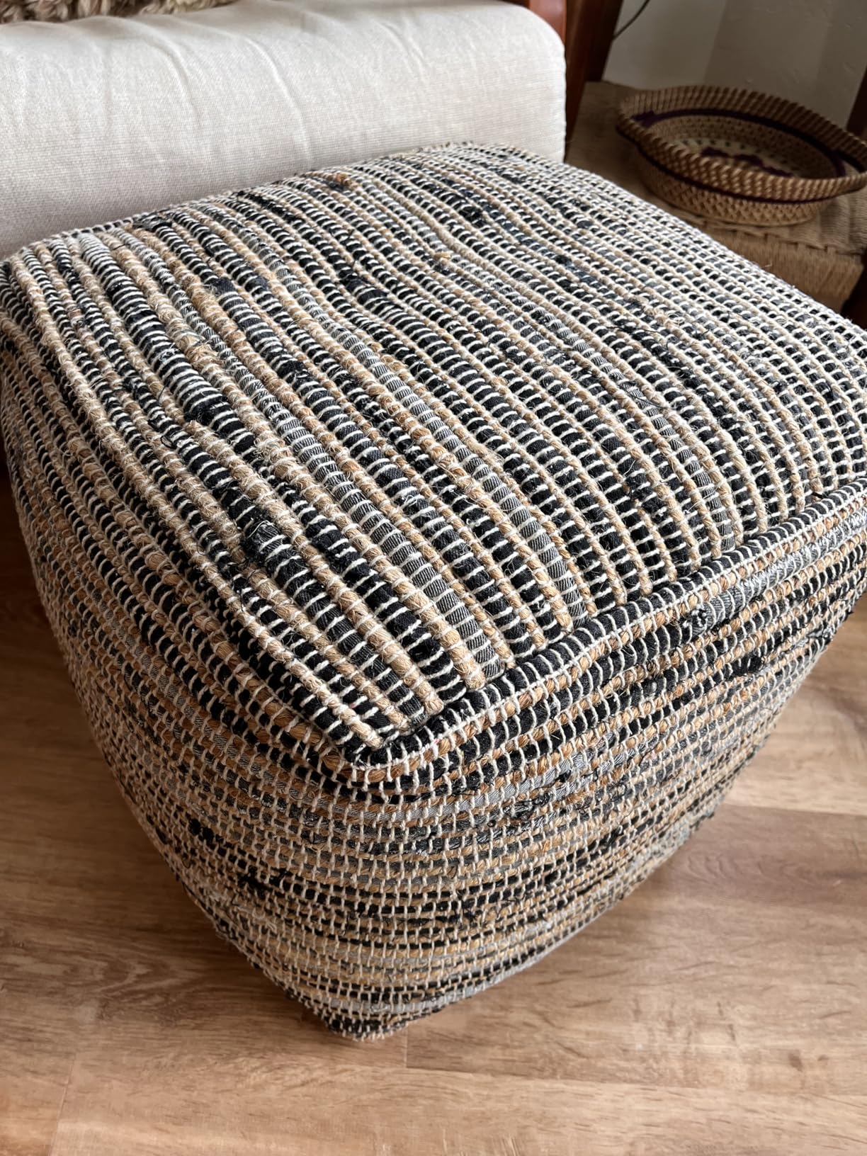 Signature Design by Ashley Absalom Hemp Pouf, 16 x 16 Inches, Multicolored customer photo 2