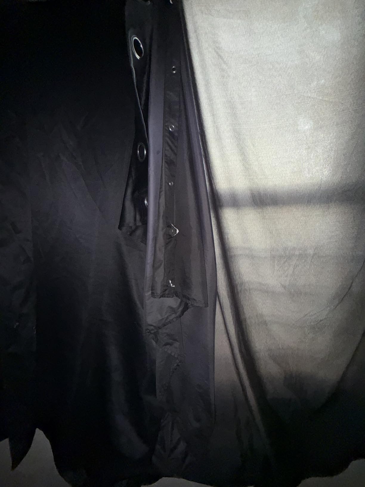 NICETOWN Halloween Pitch Black Solid Thermal Insulated Grommet Blackout Curtains/Drapes for Bedroom Window (2 Panels, 42 inches Wide by 63 inches Long, Black) customer photo 2