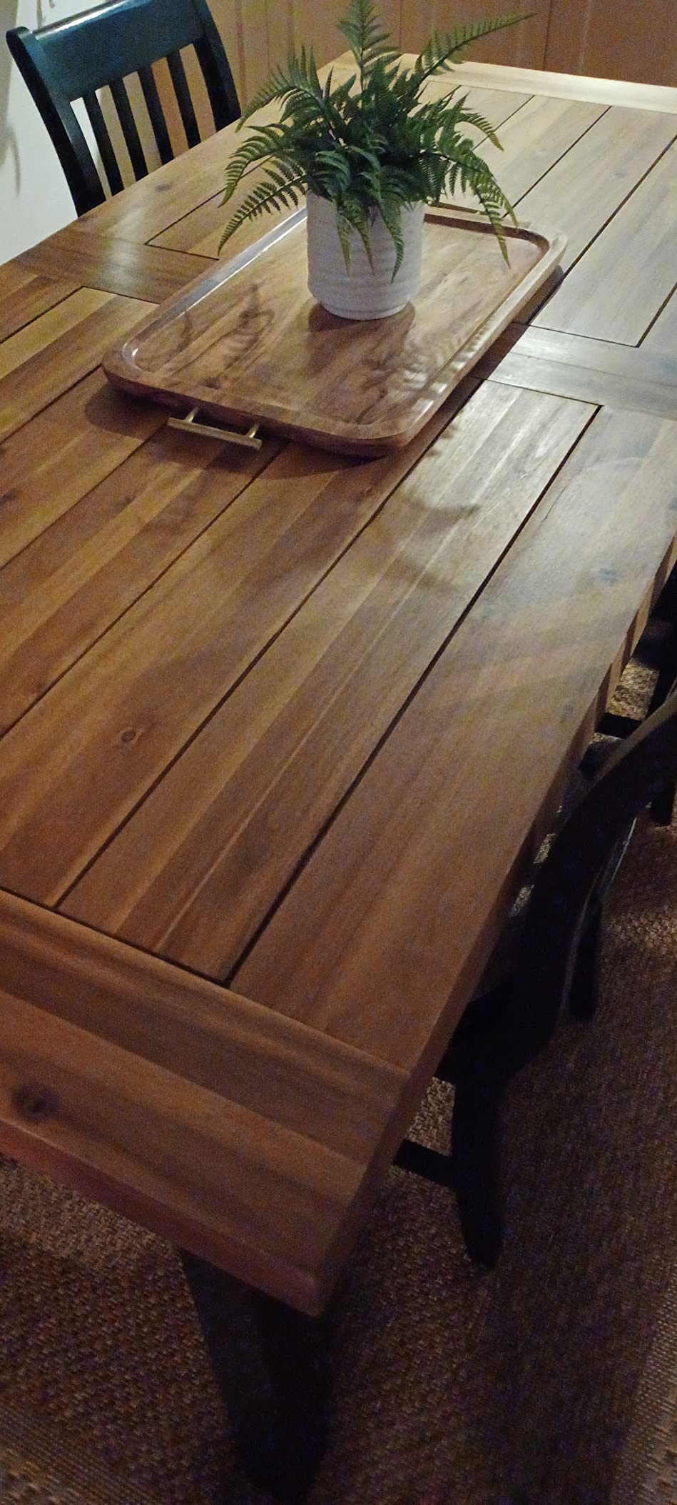 Christopher Knight Home Della Acacia Wood Dining Table, Natural Stained with Rustic Metal, 32.25 in x 69 in x 29.5 in, Brown, Grey customer photo 2