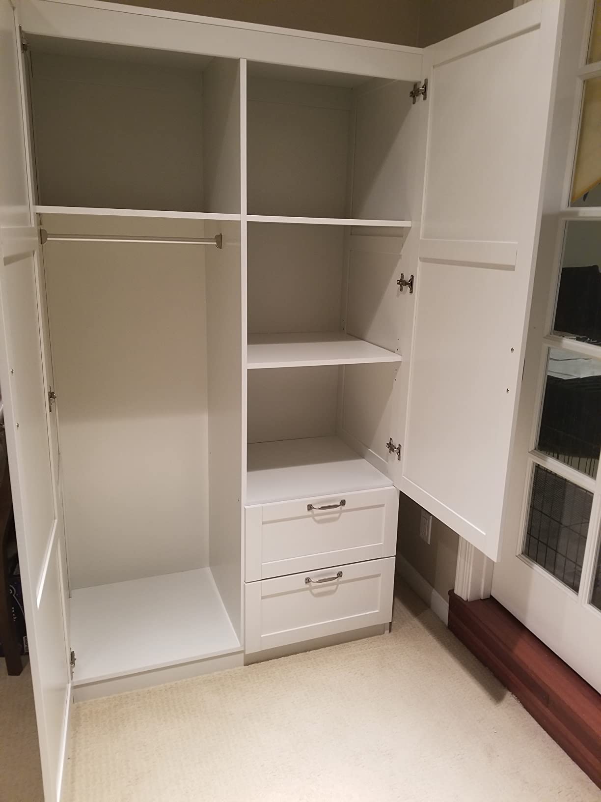 Sauder Select Multipurpose Bedroom Armoire Wardrobe Closet Pantry Storage Cabinet with Storage Drawers and Hanging Rail, in Soft White finish customer photo 1