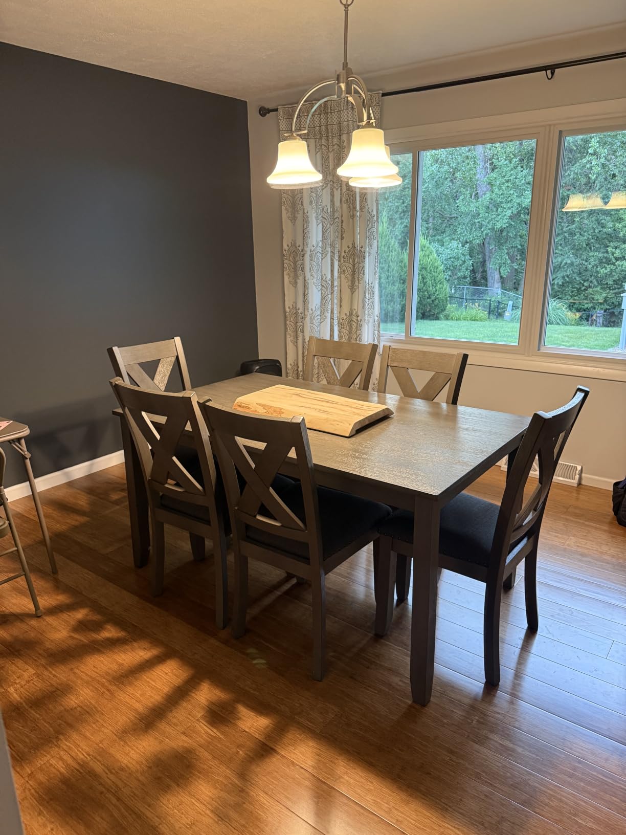 Signature Design by Ashley Rokane 7-Piece Dining Room Table Set with 6 Upholstered Chairs - Brown Wood Rectangular Table & Chair Set for Kitchen Dining Room customer photo 1