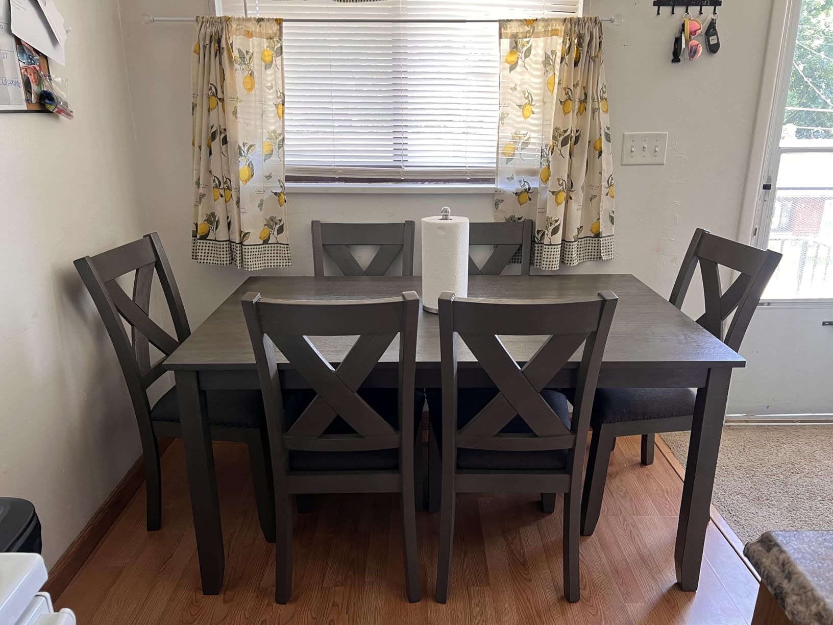 Signature Design by Ashley Rokane 7-Piece Dining Room Table Set with 6 Upholstered Chairs - Brown Wood Rectangular Table & Chair Set for Kitchen Dining Room customer photo 2