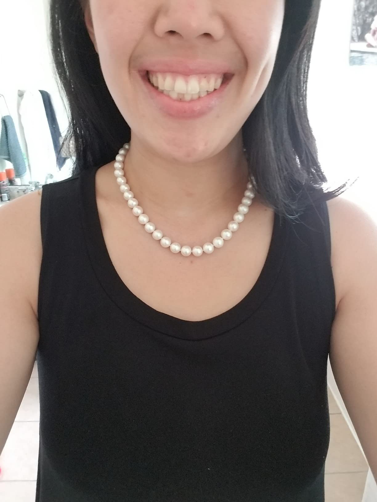 White Freshwater Cultured Pearl Necklace for Women in 18 Inch Princess Length customer photo 2