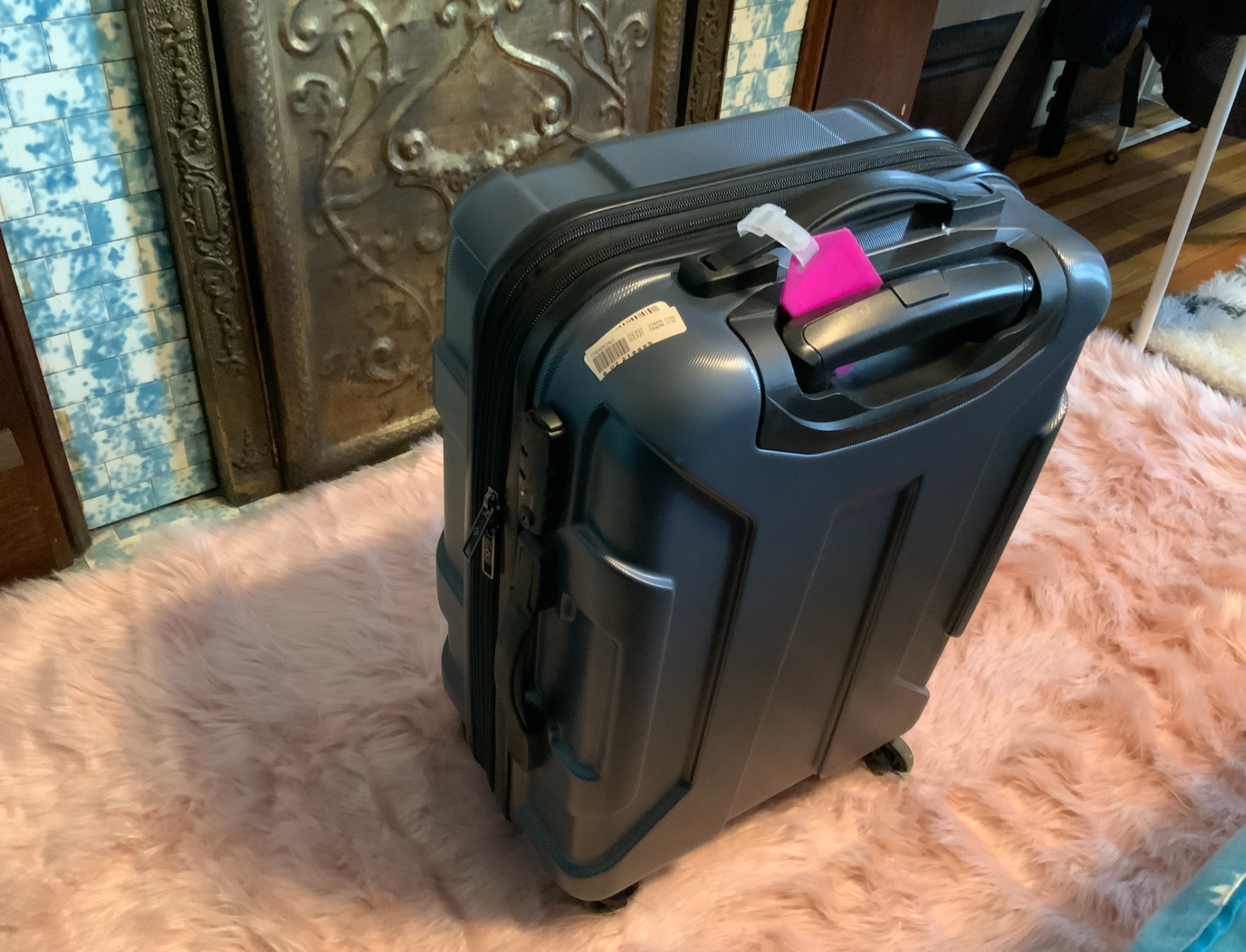 Samsonite Centric Hardside Expandable Luggage with Spinner Wheels, Blue Slate, Checked-Large 28-Inch customer photo 2