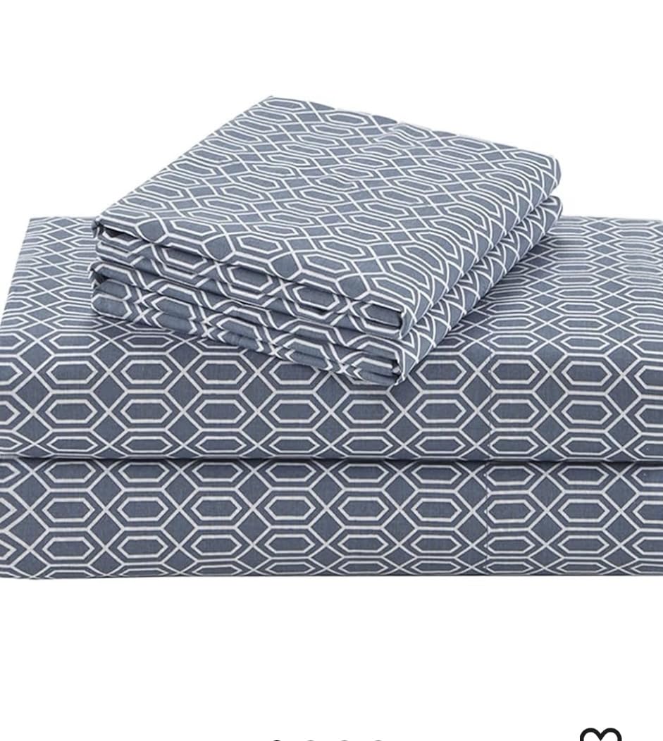 Comfort Spaces 100% Cotton Sheets Queen, Breathable, Naturally Cool Cotton Sheets, Soft Cotton Bed Sheets with 14