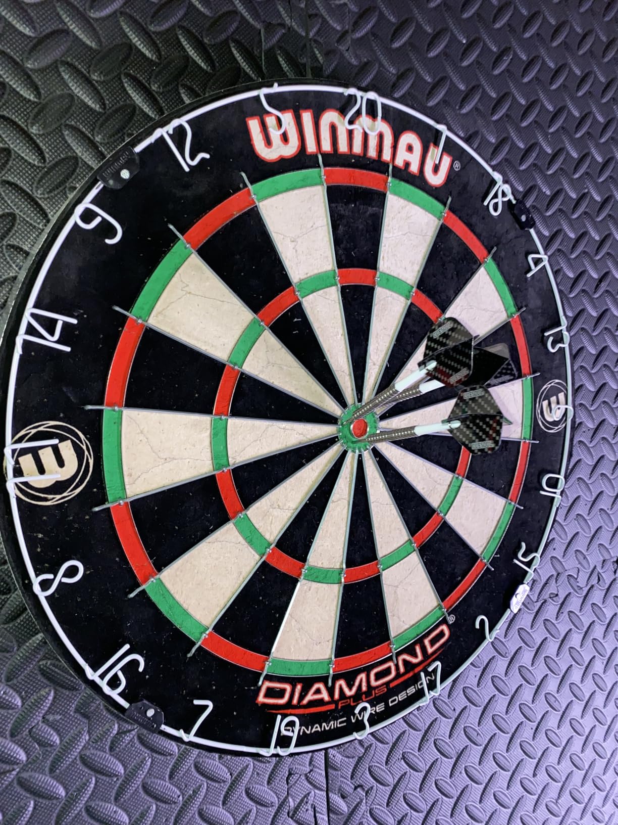 WINMAU Diamond Plus Dartboard - PDC Tournament Dart Board with High-Density Sisal & Reduced Bounce-Out Wiring - Available as Board Only, Surround Set or Cabinet Set with Steel Tip Darts customer photo 2