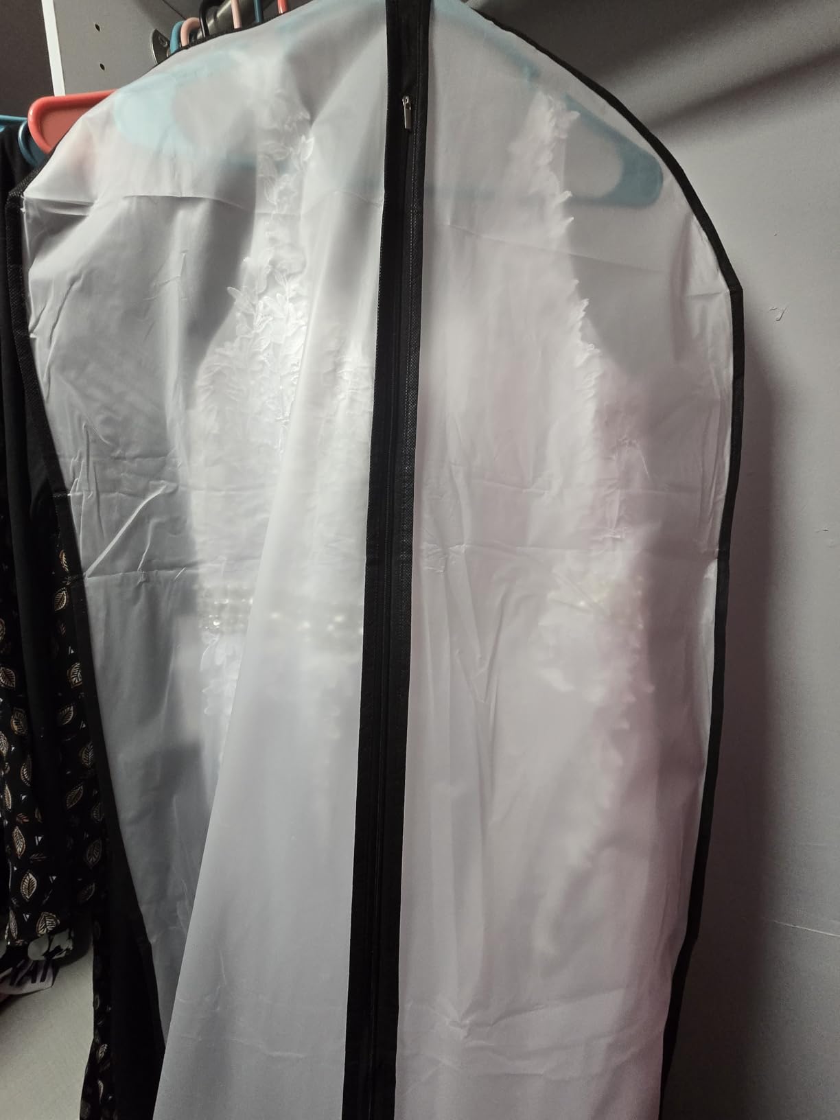 HomeClean Garment Bag (Set of 6) Plastic Garment Bags with Zipper Hanging Clothes Cover Dress Bag for Suits, Coats Closet (24'' x 40'', Black) customer photo 2