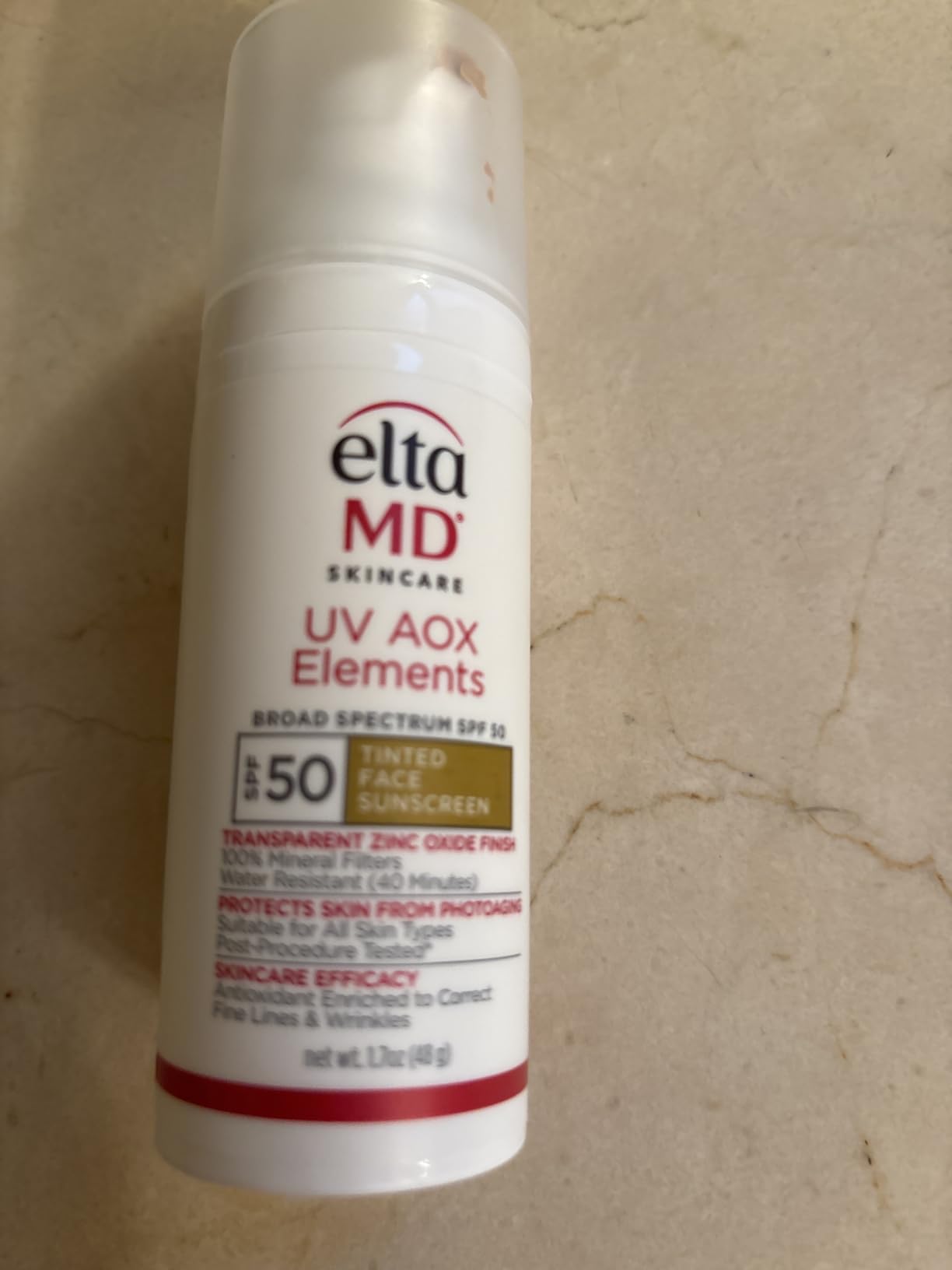 EltaMD UV AOX Elements Tinted Face Sunscreen, SPF 50, 100% Tinted Mineral Sunscreen for Sensitive Skin and Dry Skin with Antioxidants, 1.7 oz Pump customer photo 2