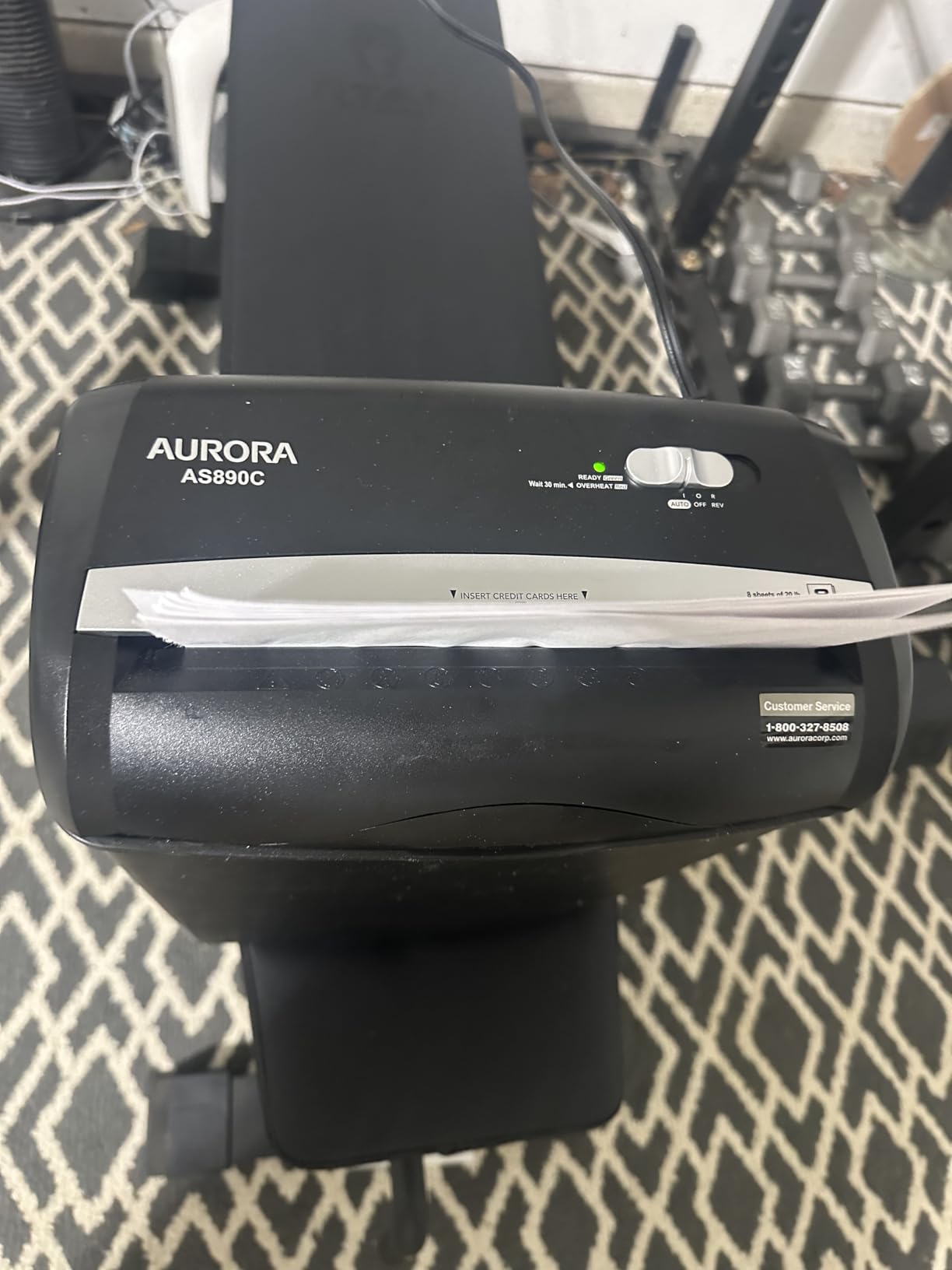 Aurora AU1230XA Anti-Jam 12-Sheet Crosscut Paper and Credit Card Shredder with 5.2-Gallon Wastebasket customer photo 1