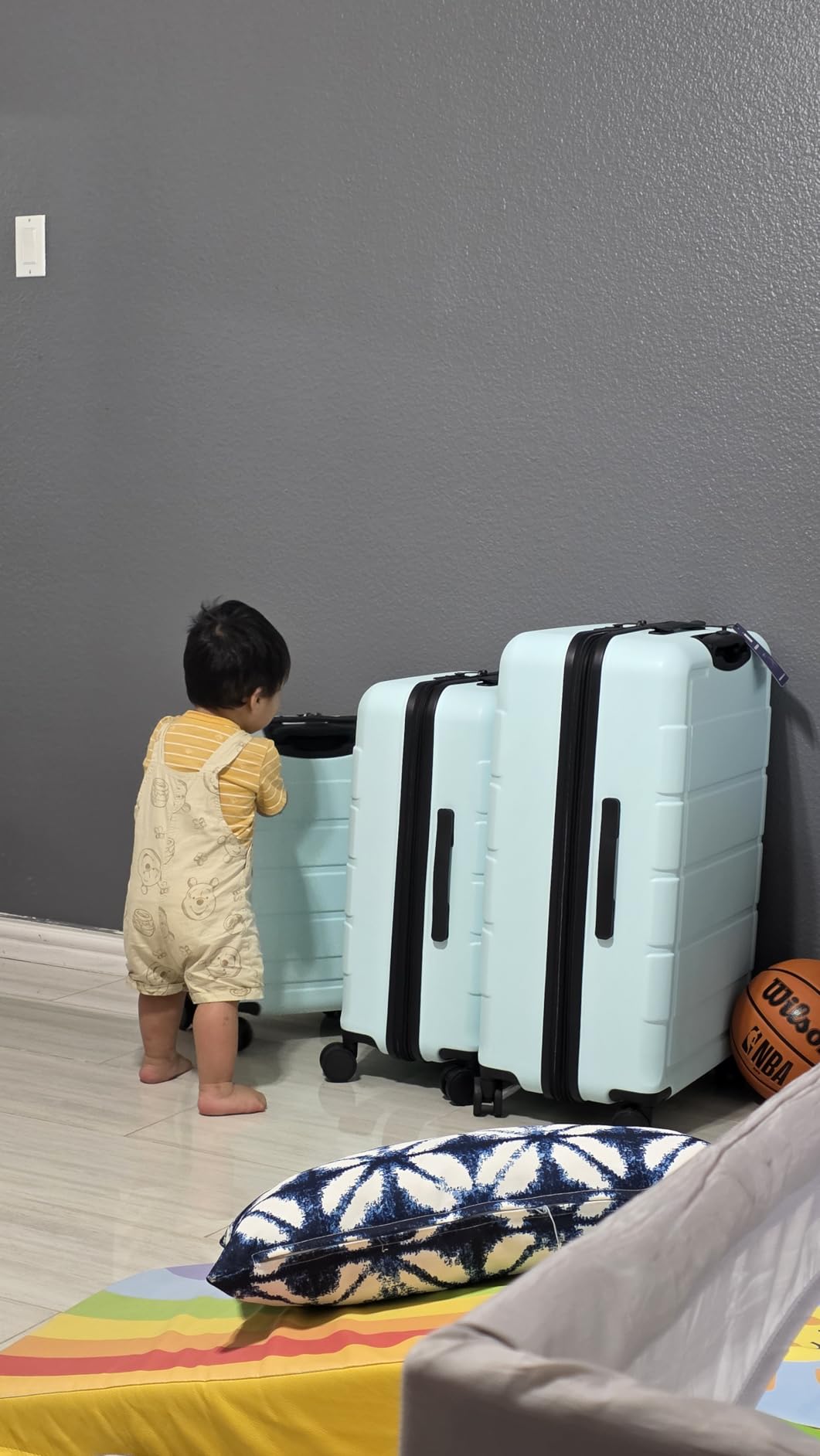SHOWKOO Luggage Sets 3 Piece Expandable, Upgrade 100% PC Durable Hardshell Suitcase with Wheels TSA Lock Deep Blue customer photo 2