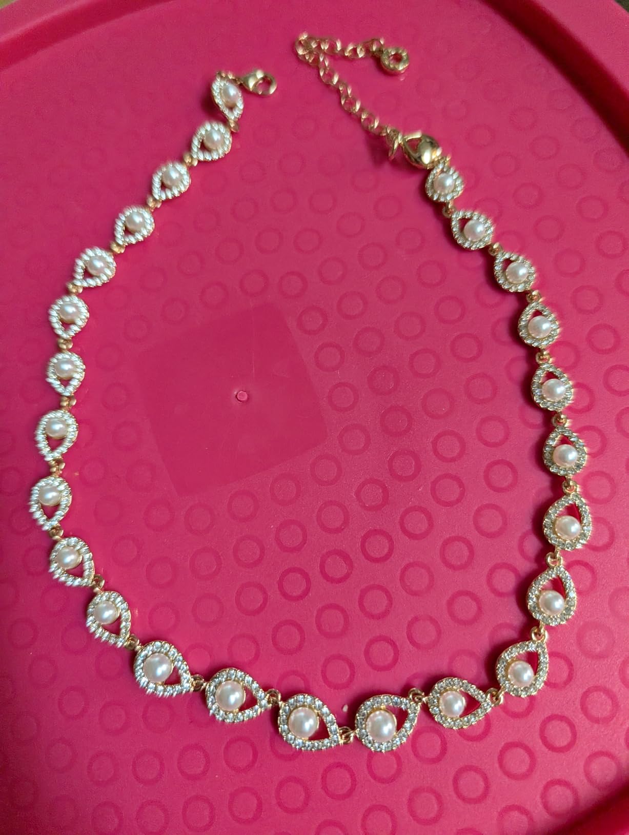 Women's Pearl Collar Necklace, Statement Fashion Jewelry with Pearl Accents and Adjustable Extender for Everyday and Dress Wear customer photo 1