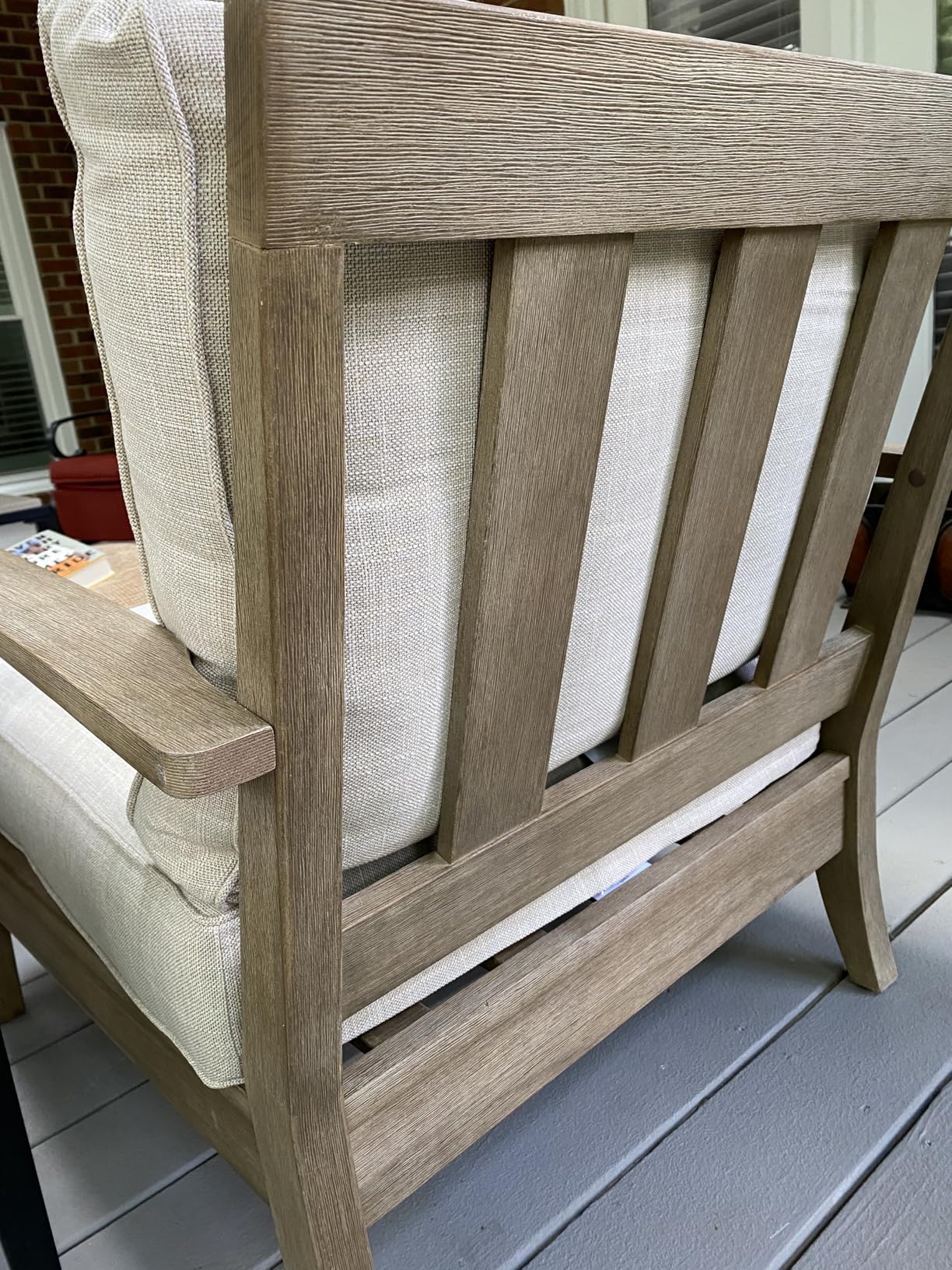 Signature Design by Ashley Clare View Outdoor Lounge Chair, All-weather Foam Cushion, Protective Finish, Eucalyptus Wood, 30 W x 35 D x 32 H, Beige customer photo 1