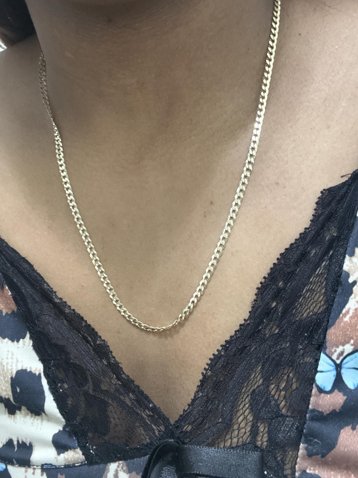 Italian 18K Gold Plated 925 Sterling Silver 3.5mm Diamond-Cut Cuban Link Curb Chain Necklace for Women Men, Made in Italy customer photo 2