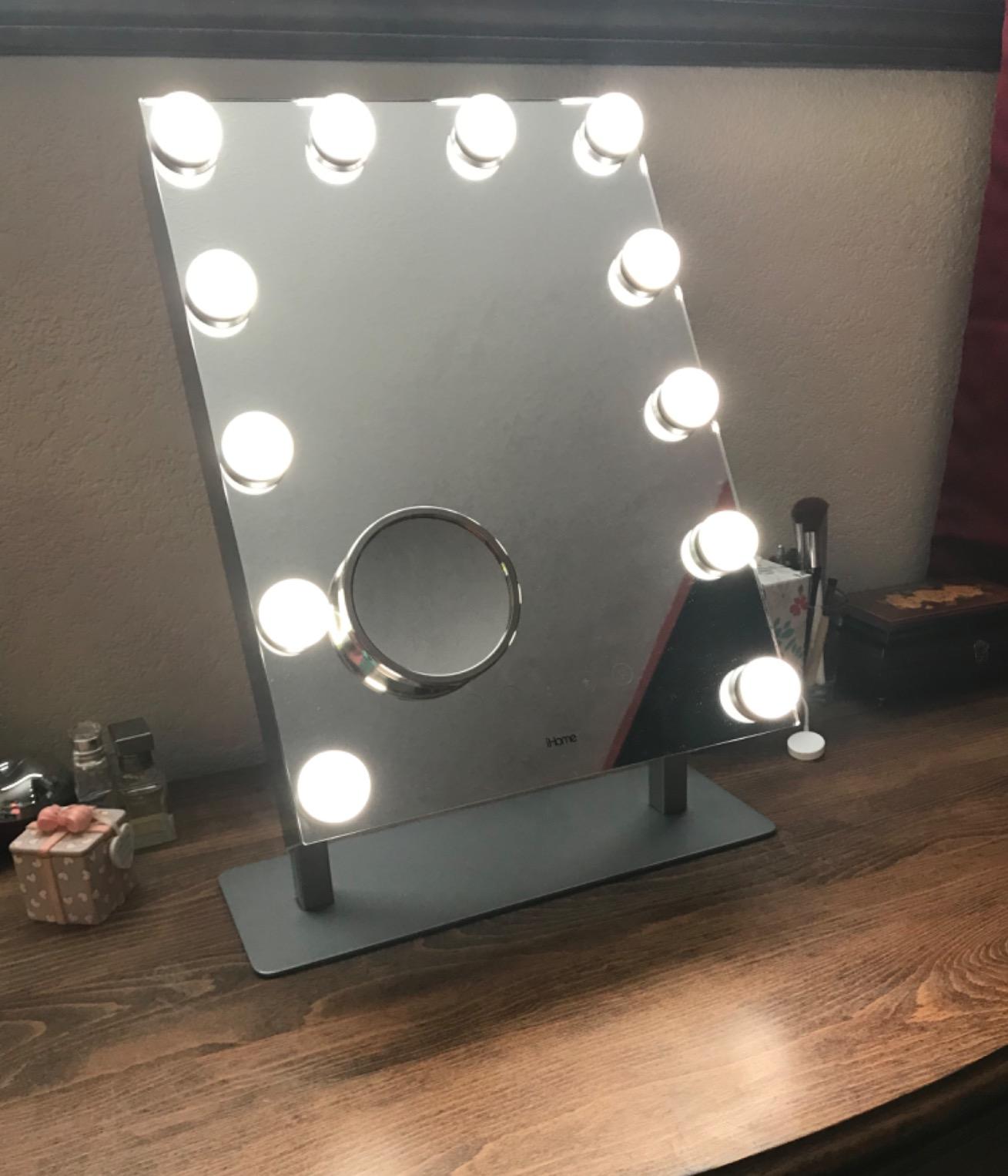 iHome Hollywood Vanity Mirror PRO with Built in Bluetooth, Voice Control, USB Input and Speaker - 16