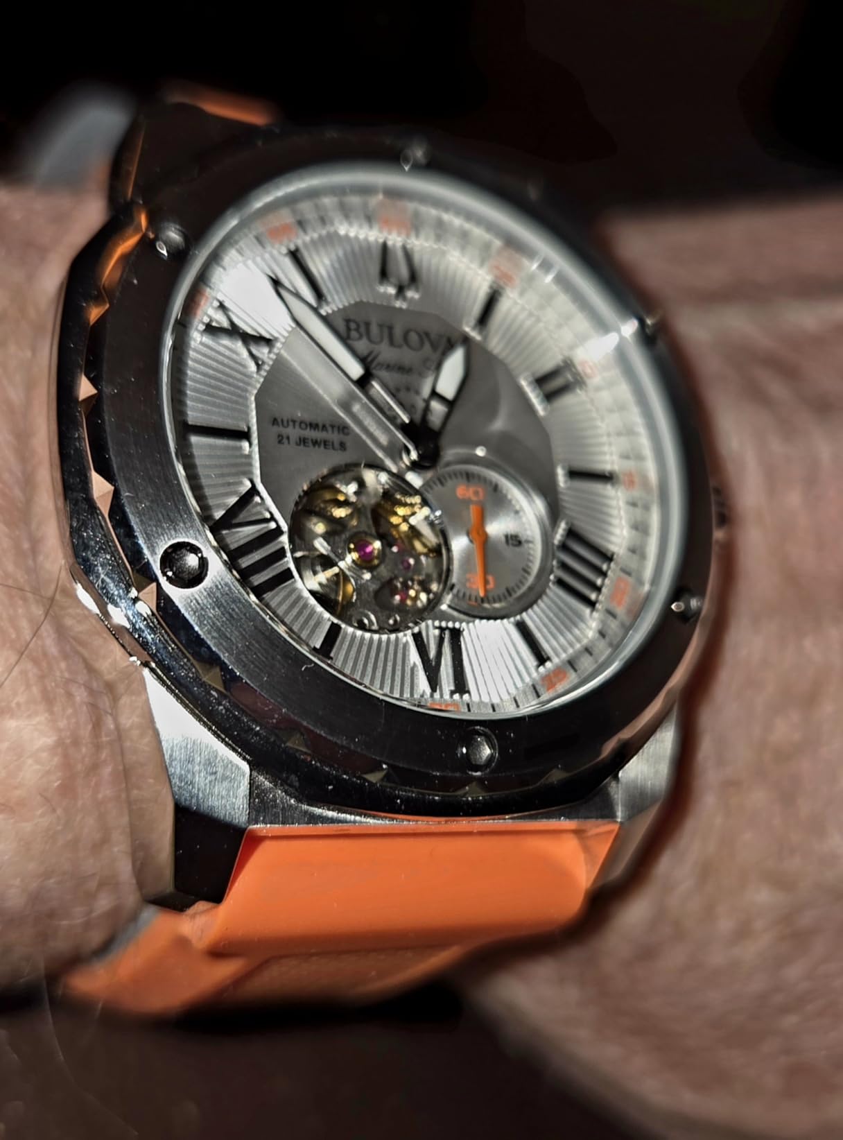 Men's Marine Star 'Series A' Automatic Watch with Orange Silicone Strap customer photo 1