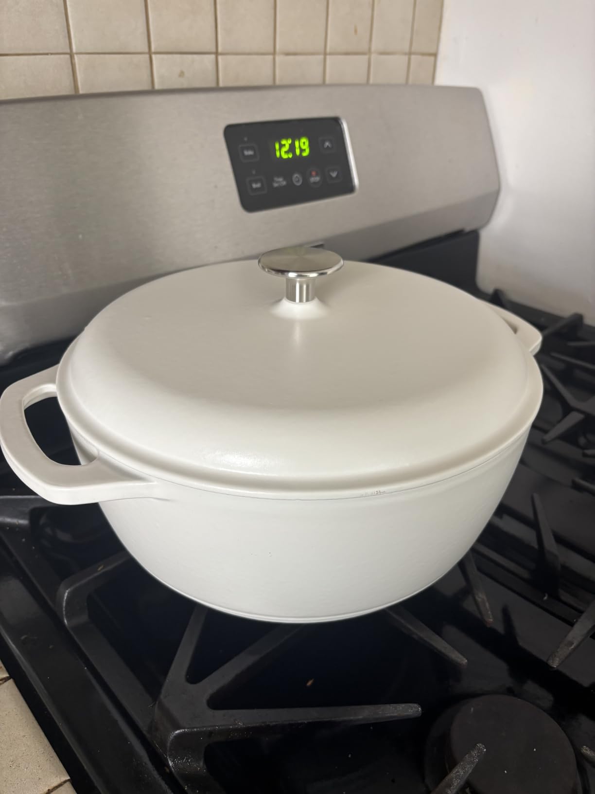 Amazon Basics Enameled Cast Iron Dutch Oven Pot with Lid, 6-Quart, Purple customer photo 1