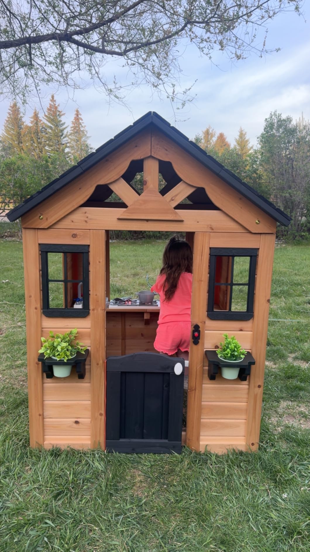 Backyard Discovery Sweetwater Cedar Wooden Kids Playhouse Cottage with Play Kitchen, Snack Bar, Half Door, Toy Phone, Windows customer photo 1