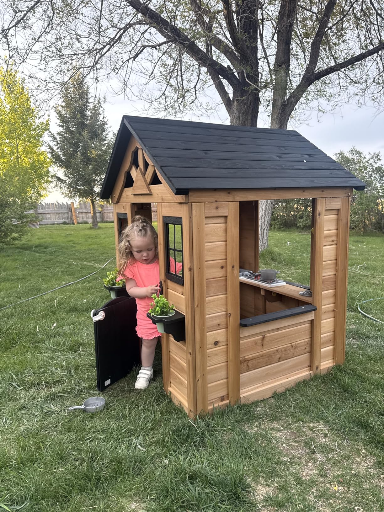 Backyard Discovery Sweetwater Cedar Wooden Kids Playhouse Cottage with Play Kitchen, Snack Bar, Half Door, Toy Phone, Windows customer photo 2