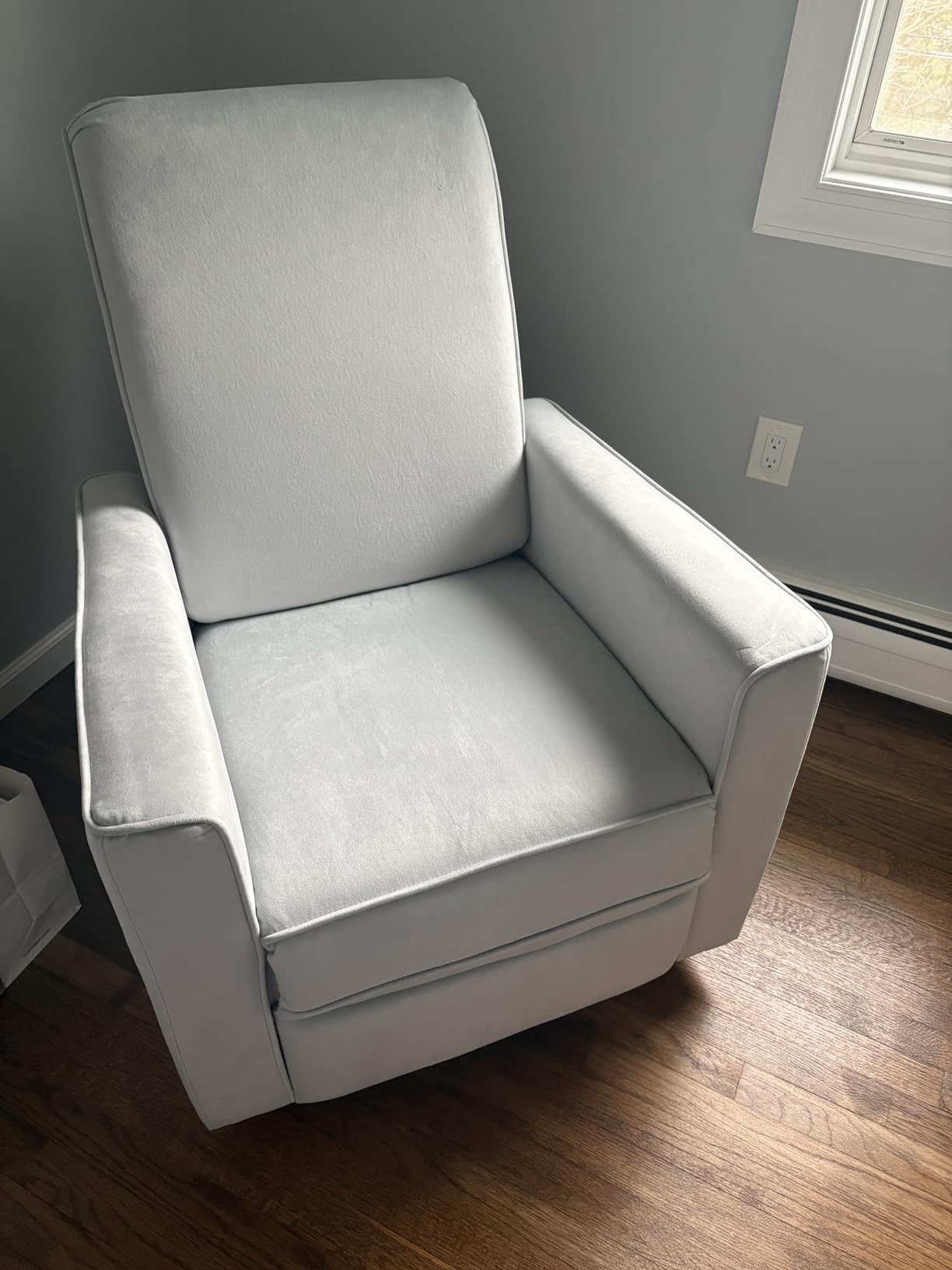 Evolur Raleigh Upholstered Manual Glider Recliner - Rocking & 360° Swivel with Smooth Glide - Greenguard Gold & FSC Certified - Modern Nursery and Living Room Chair in Grey customer photo 2