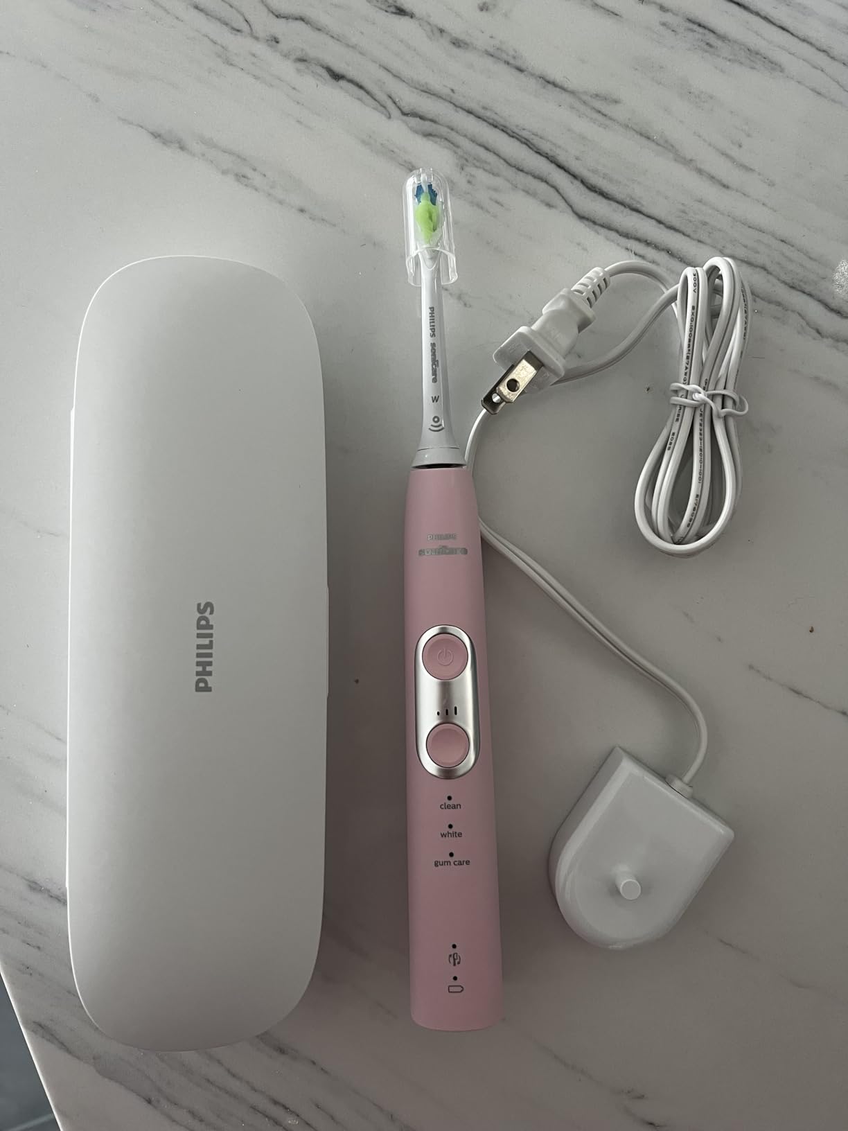 Philips Sonicare ProtectiveClean 6500 Rechargeable Electric Toothbrush, with Pressure Sensor, 3 Cleaning Modes, SmarTimer and QuadPacer, 14-Day Battery Life, Charging Travel Case, Navy Blue, HX6462/07 customer photo 2