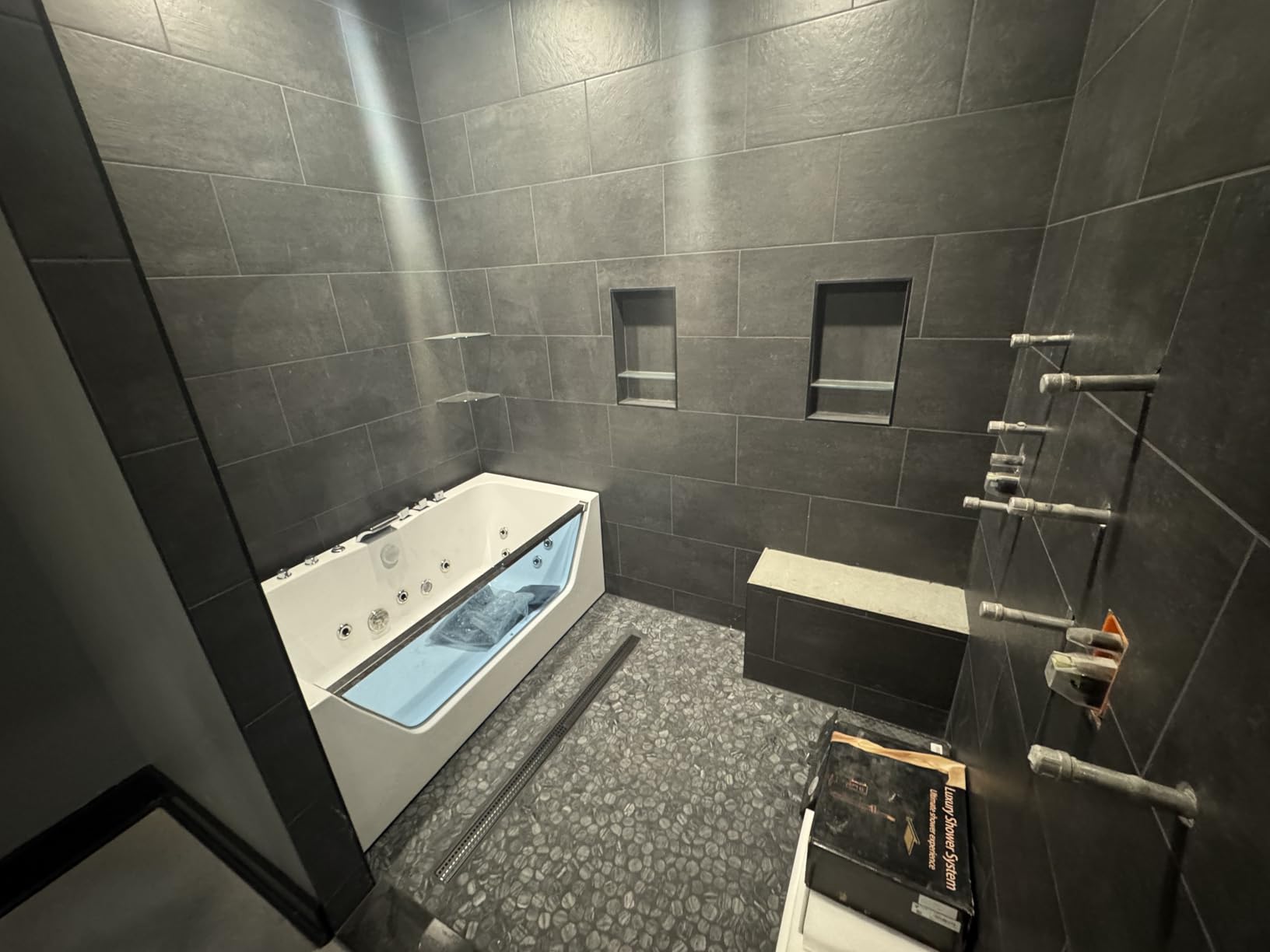 59 in. Acrylic Alcove Whirlpool Bathtub - Hydromassage Rectangular Jetted Soaking Tub with Center Drain - Waterfall Faucet customer photo 2